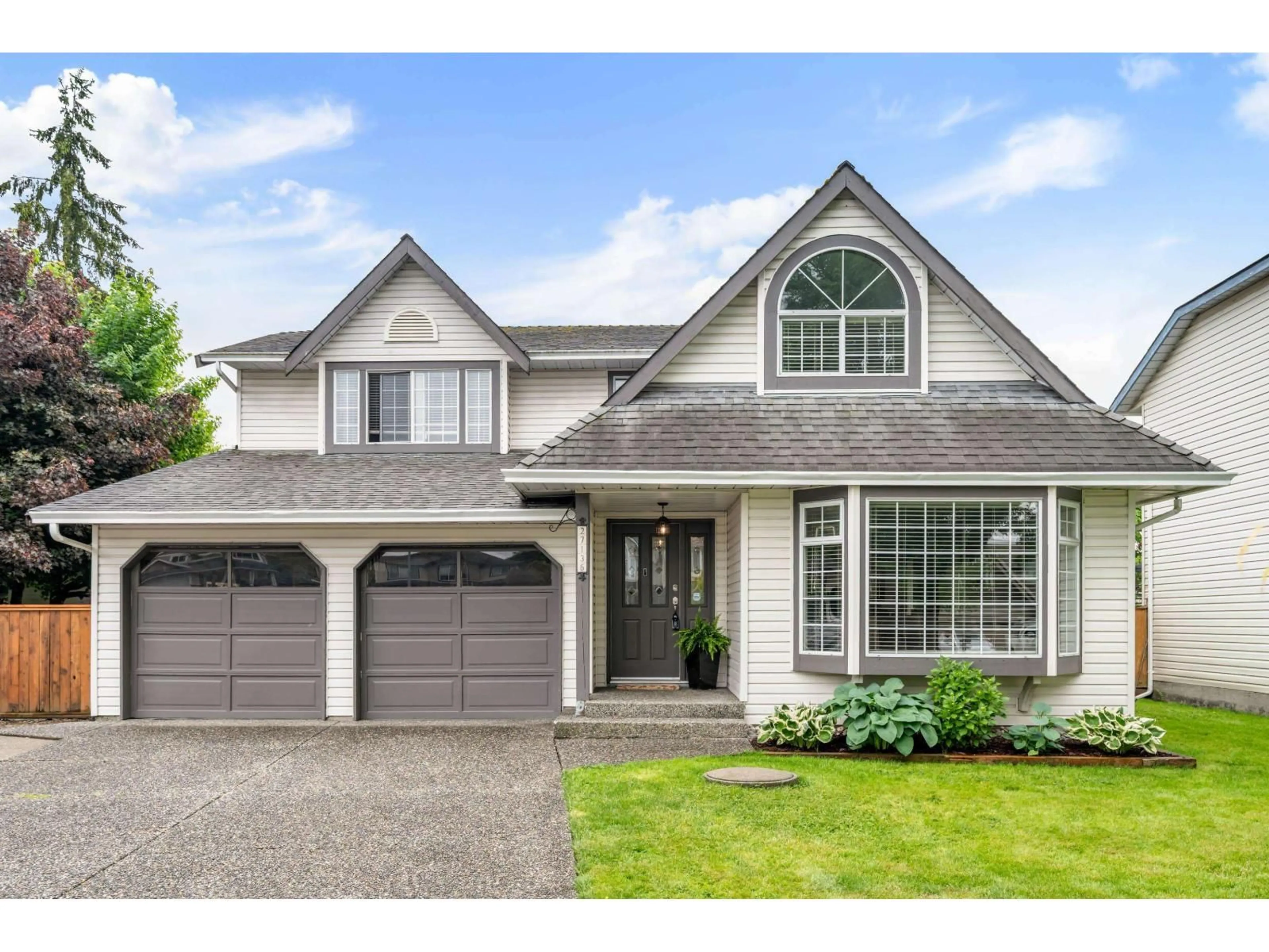 Home with vinyl exterior material, street for 27136 25A AVENUE, Langley British Columbia V4W3N4