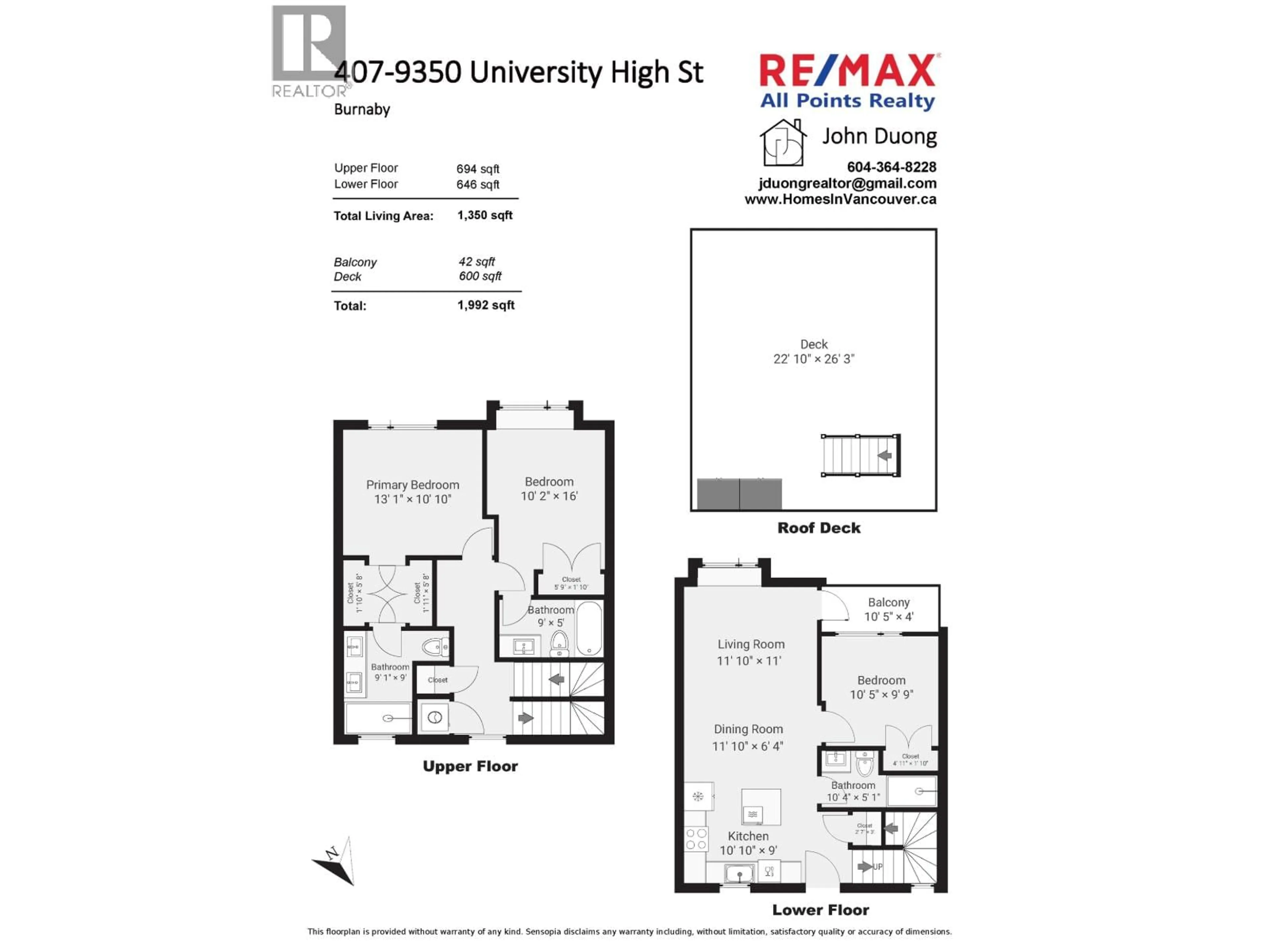 Floor plan for 407 - 9350 UNIVERSITY HIGH STREET, Burnaby British Columbia V5A0B6