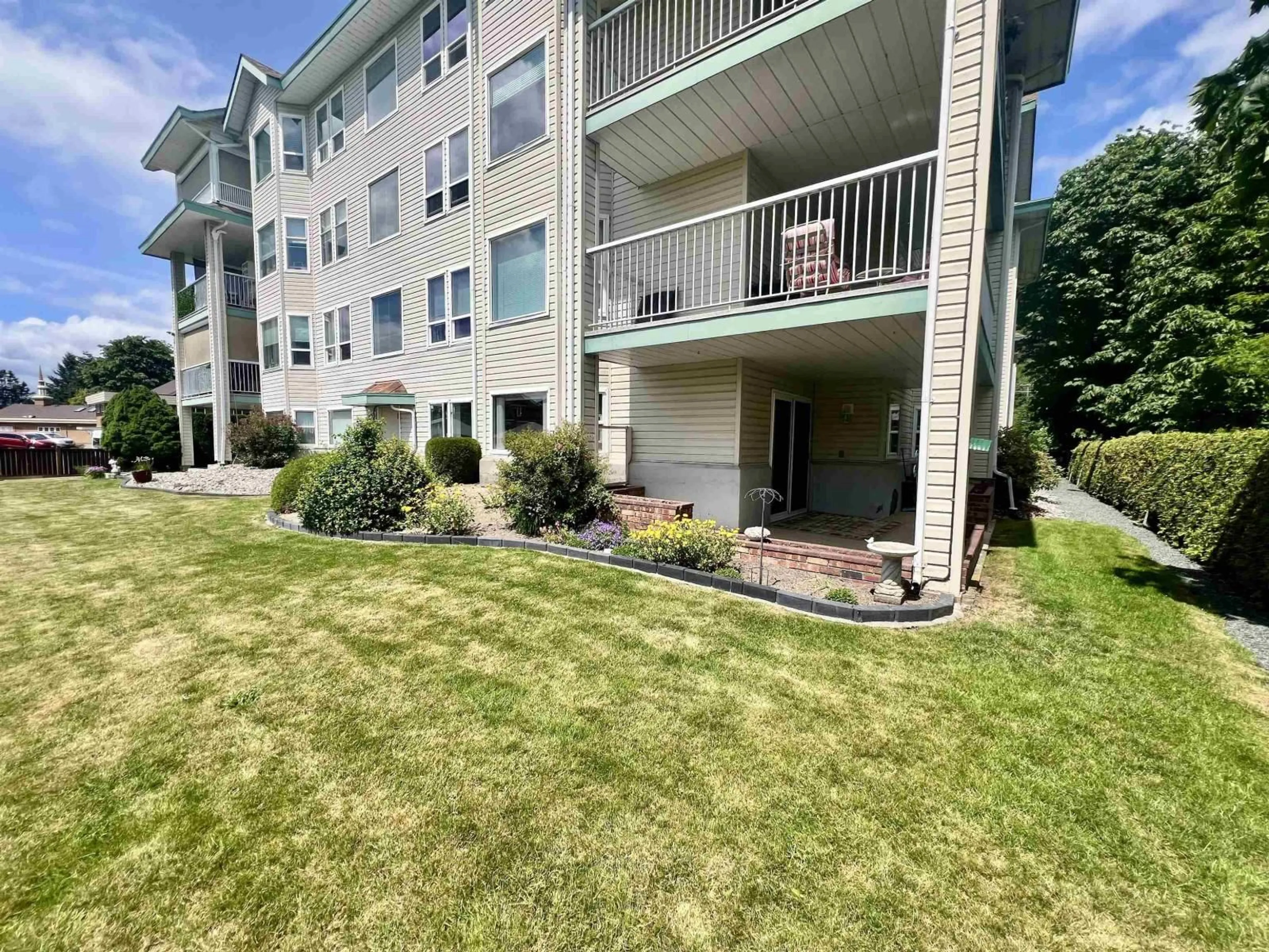 A pic from outside/outdoor area/front of a property/back of a property/a pic from drone, water/lake/river/ocean view for 104 - 46966 YALE ROAD, Chilliwack British Columbia V2P2S7