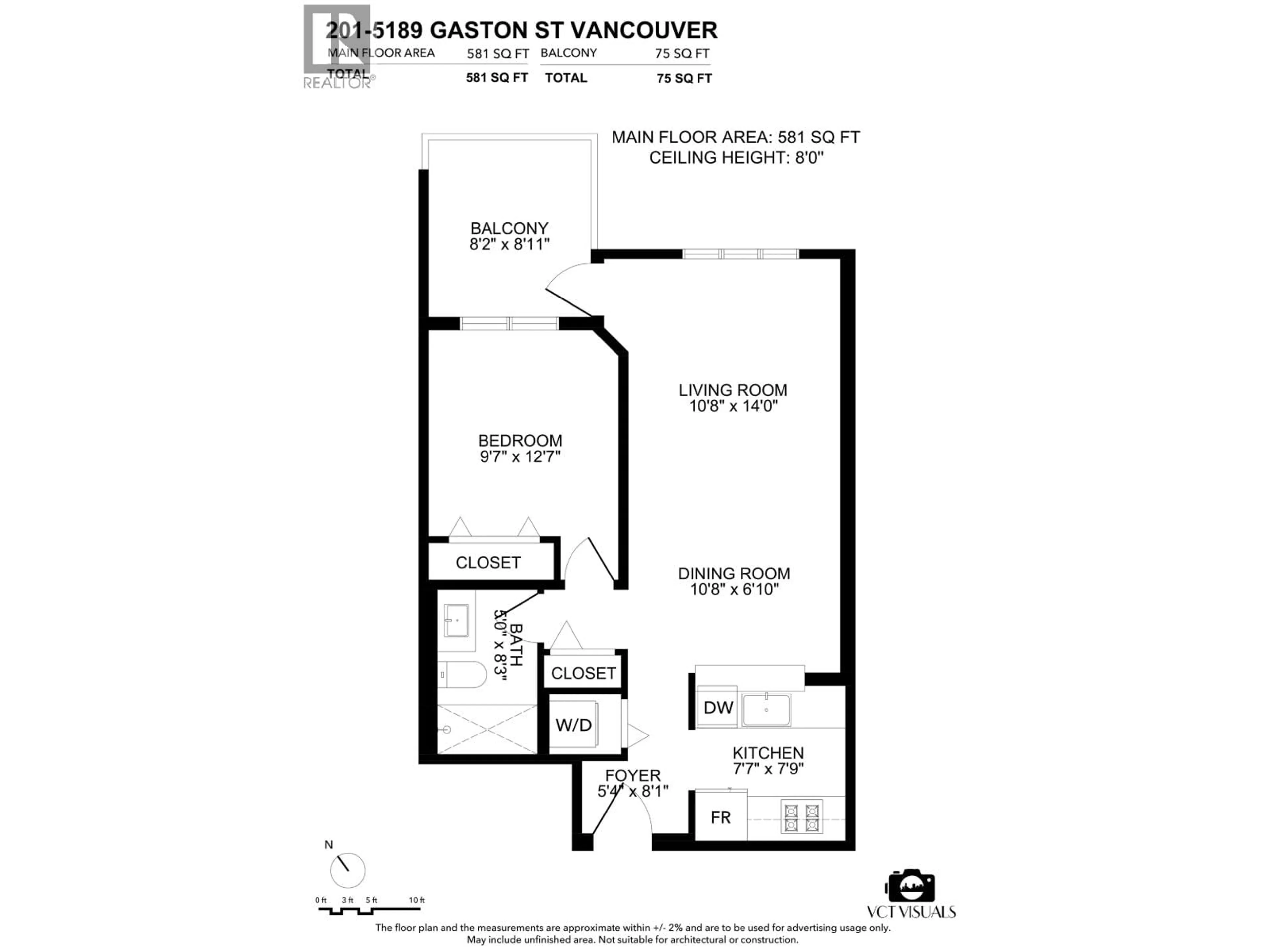 Floor plan for 201 - 5189 GASTON STREET, Vancouver British Columbia V5R6C7