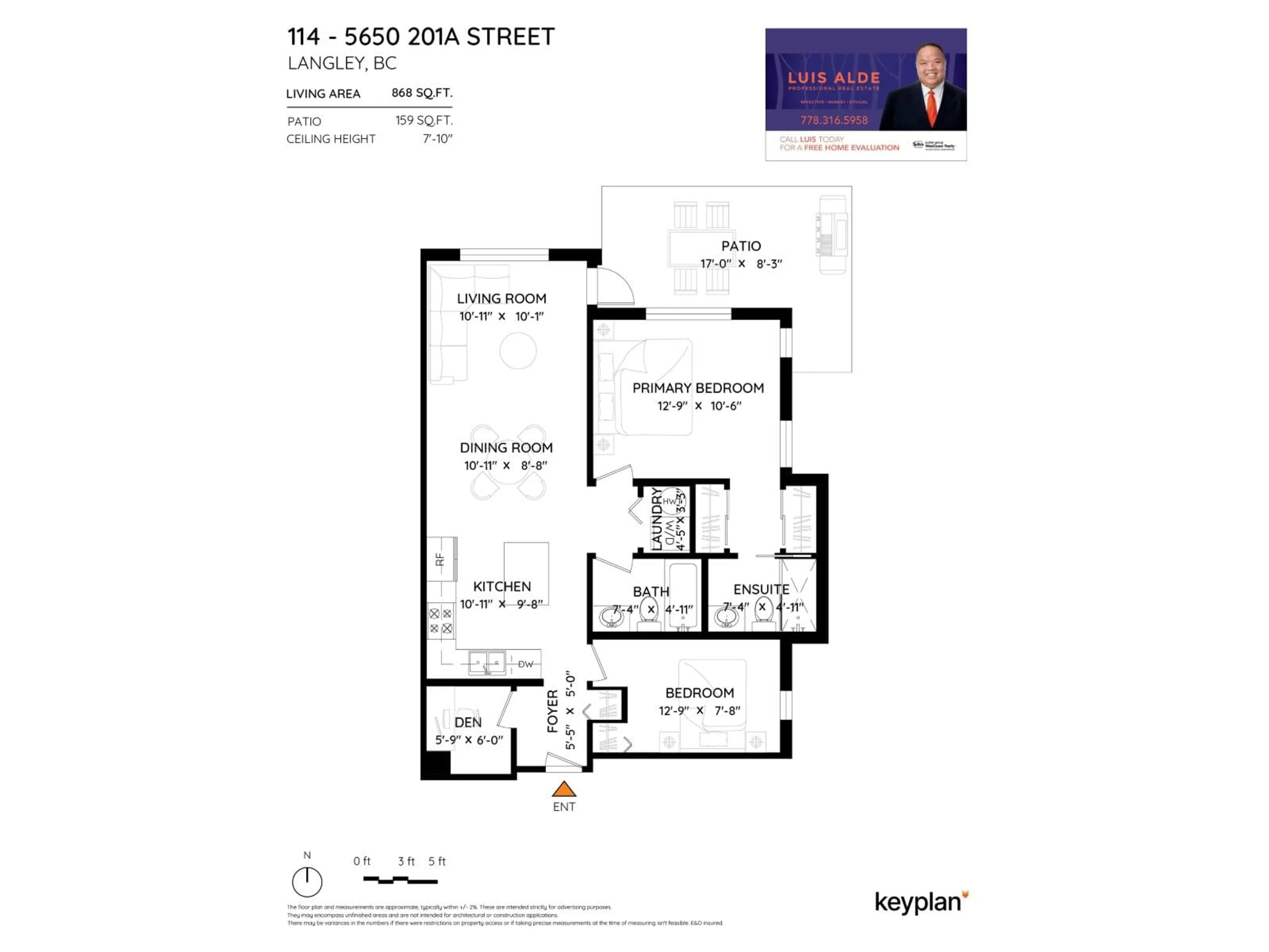 Floor plan for 114 - 5650 201A STREET, Langley British Columbia V3A0B3