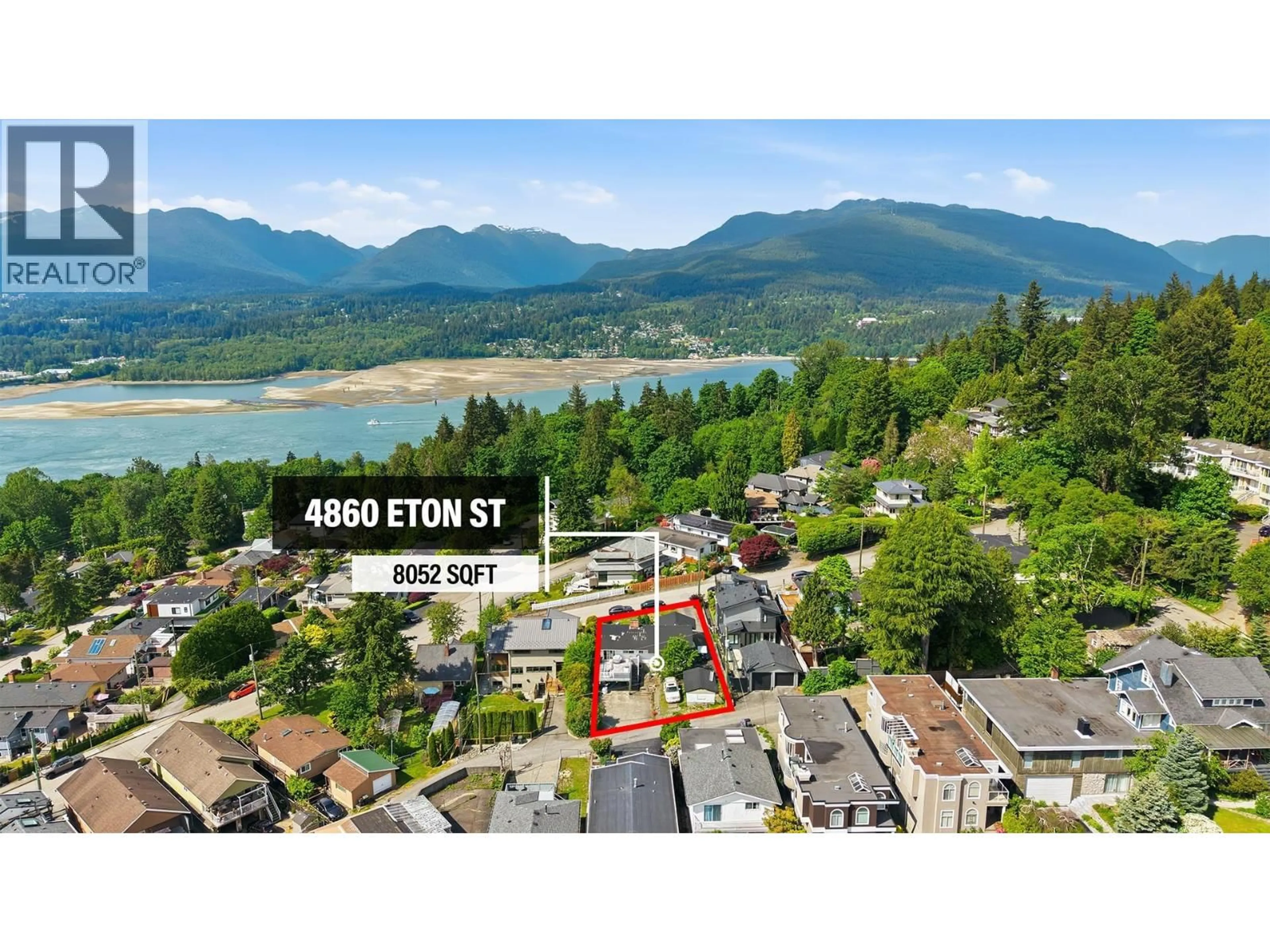 A pic from outside/outdoor area/front of a property/back of a property/a pic from drone, water/lake/river/ocean view for 4860 ETON STREET, Burnaby British Columbia V5C1K9