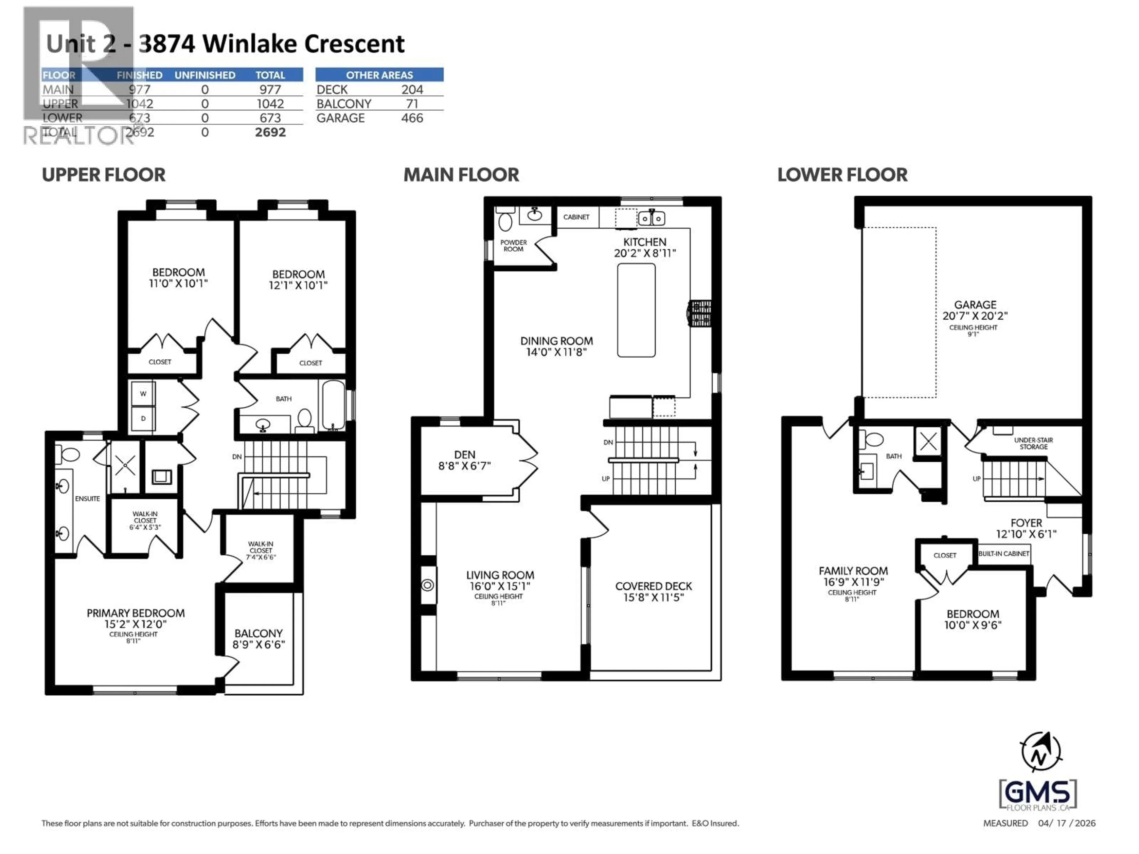 Floor plan for 2 - 3874 WINLAKE CRESCENT, Burnaby British Columbia V5A2G5