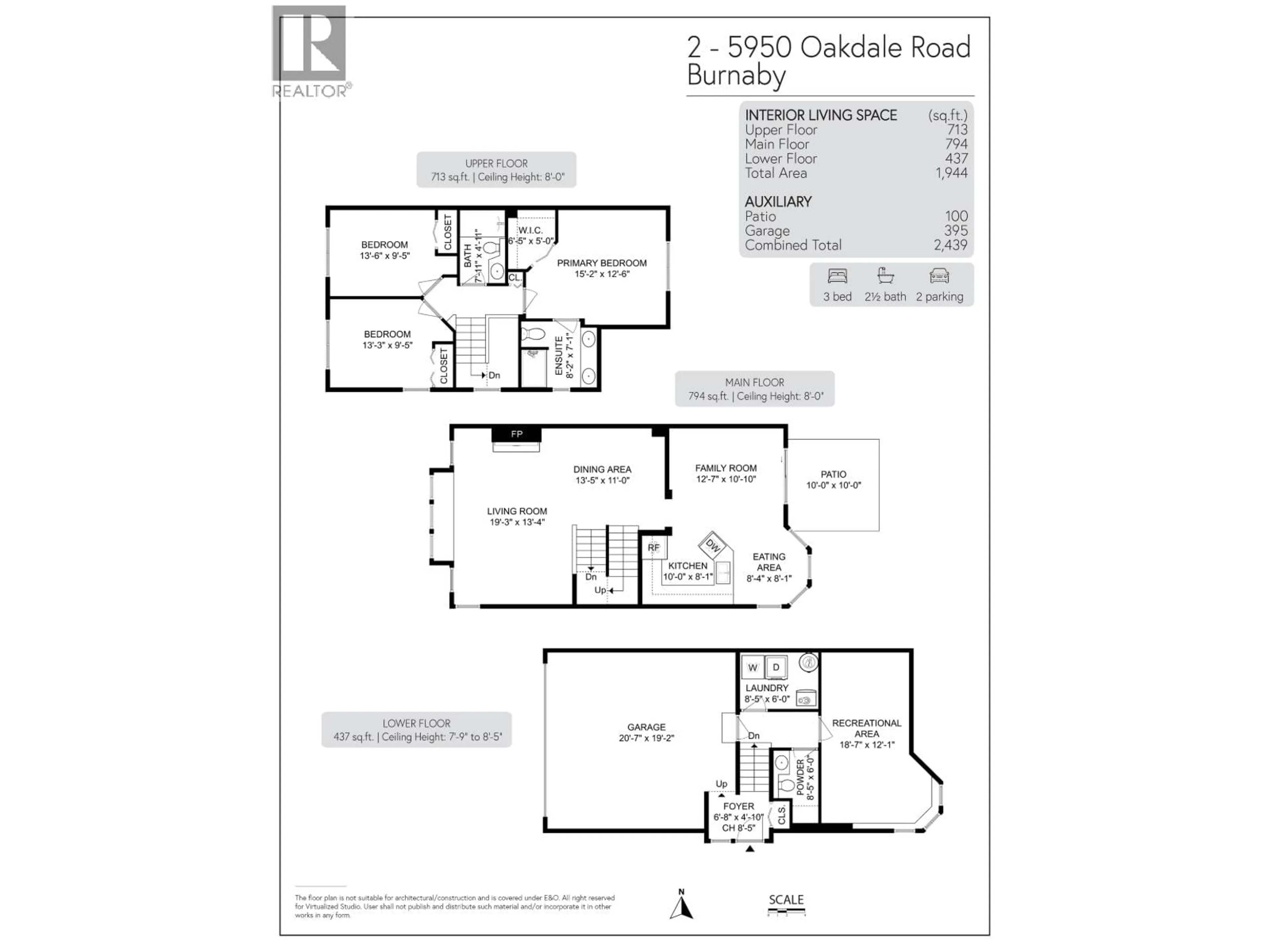 Floor plan for 2 - 5950 OAKDALE ROAD, Burnaby British Columbia V5H4R5