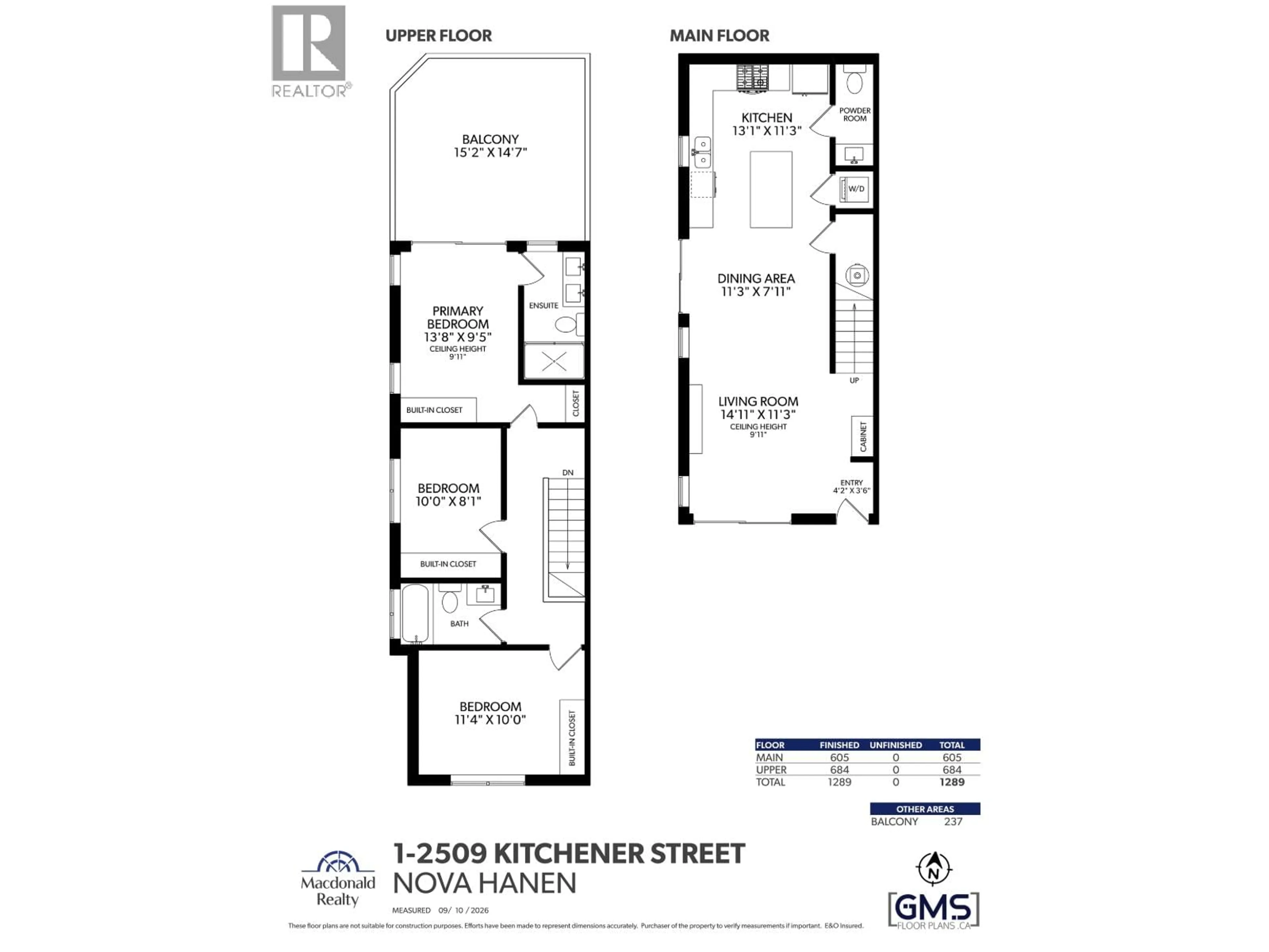 Floor plan for 1 - 2509 KITCHENER STREET, Vancouver British Columbia V5K3C7