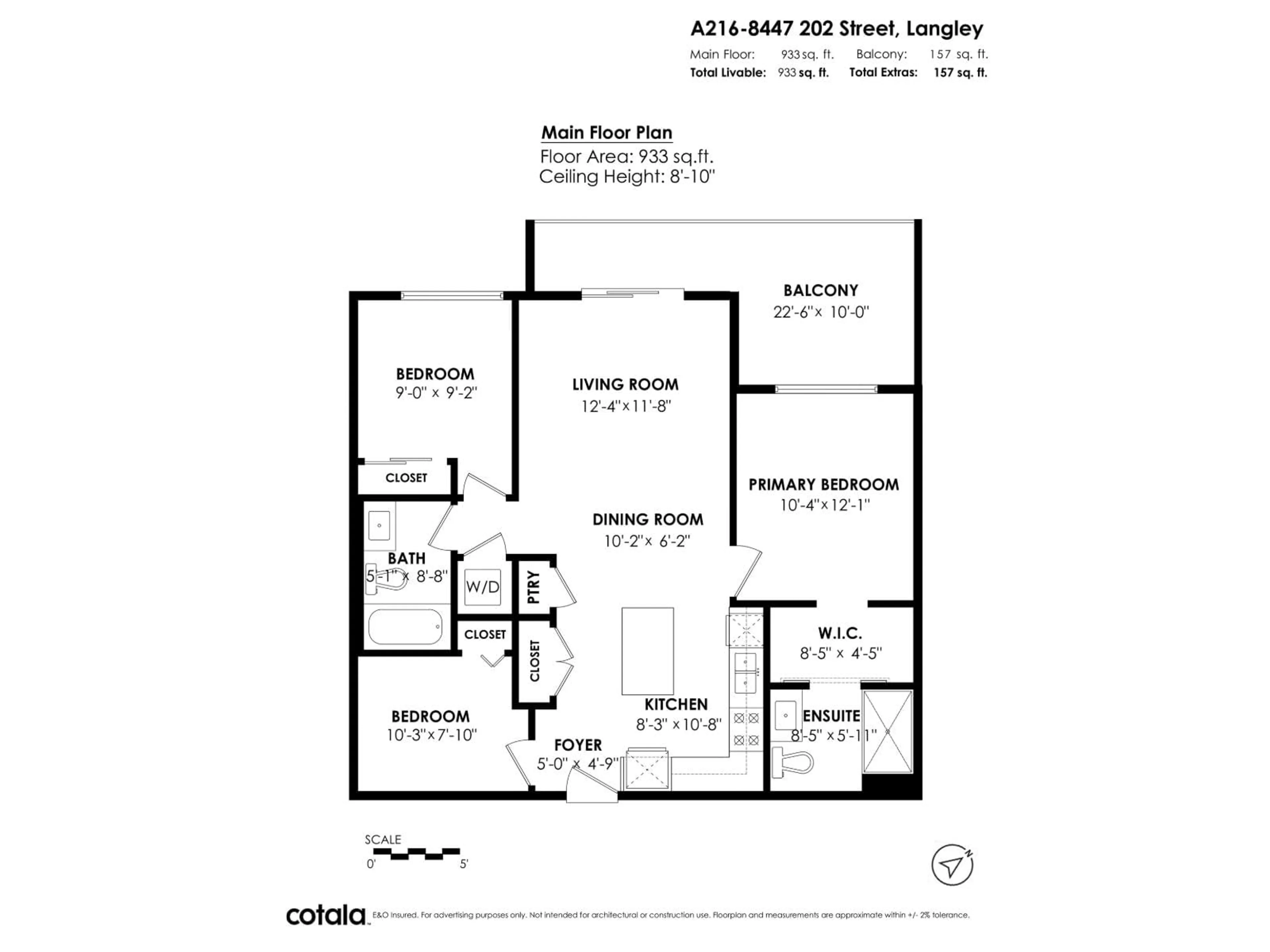 Floor plan for A216 - 8447 202 STREET, Langley British Columbia V2Y2B7