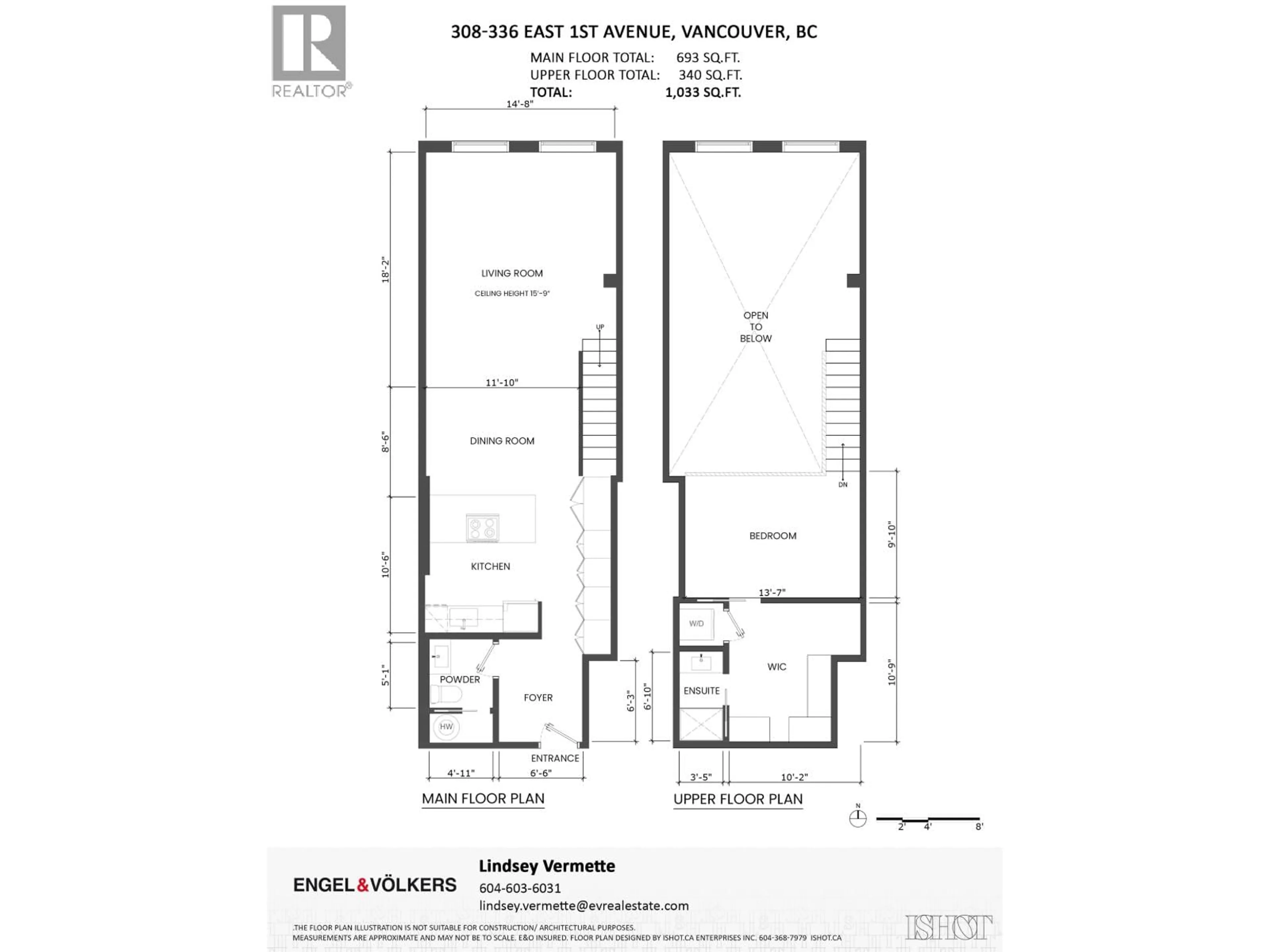 Floor plan for 308 - 336 1ST AVENUE, Vancouver British Columbia V5T4R6