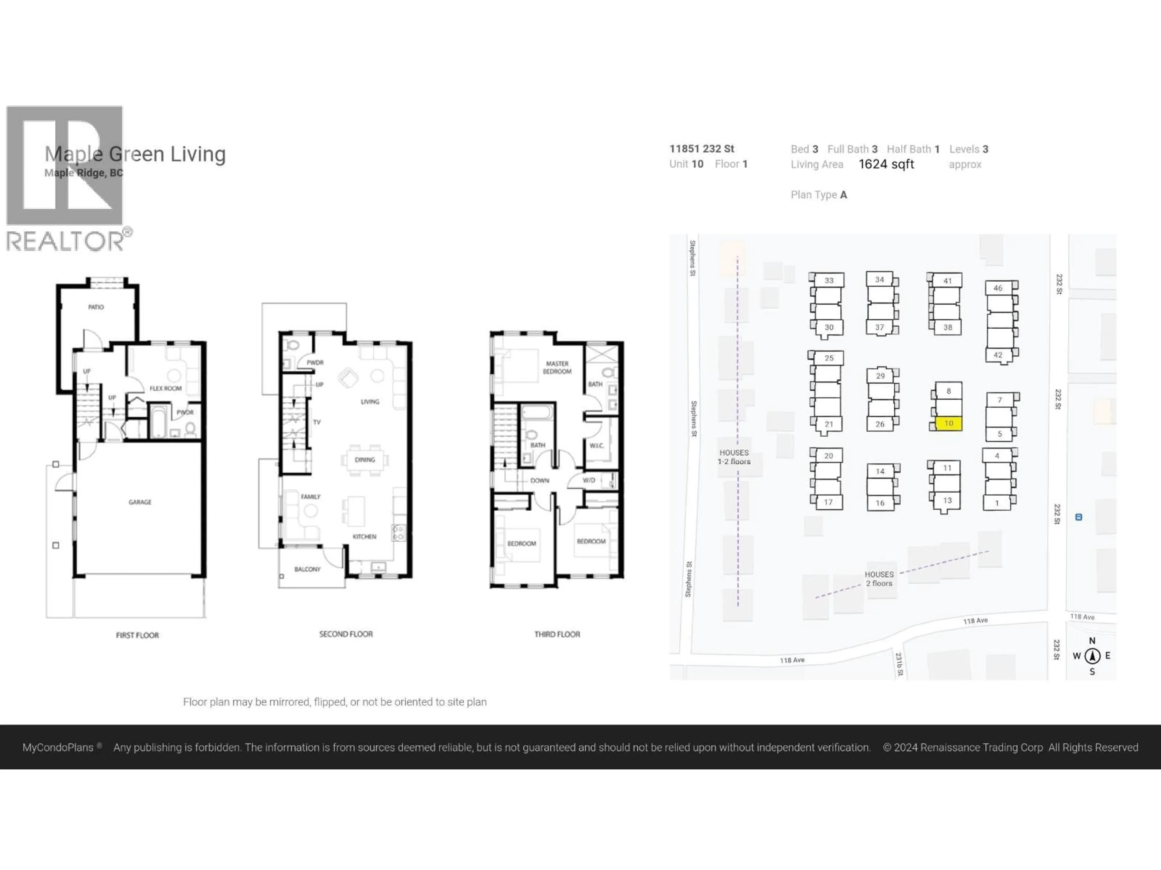 Floor plan for 10 - 11851 232 STREET, Maple Ridge British Columbia V2X6S8
