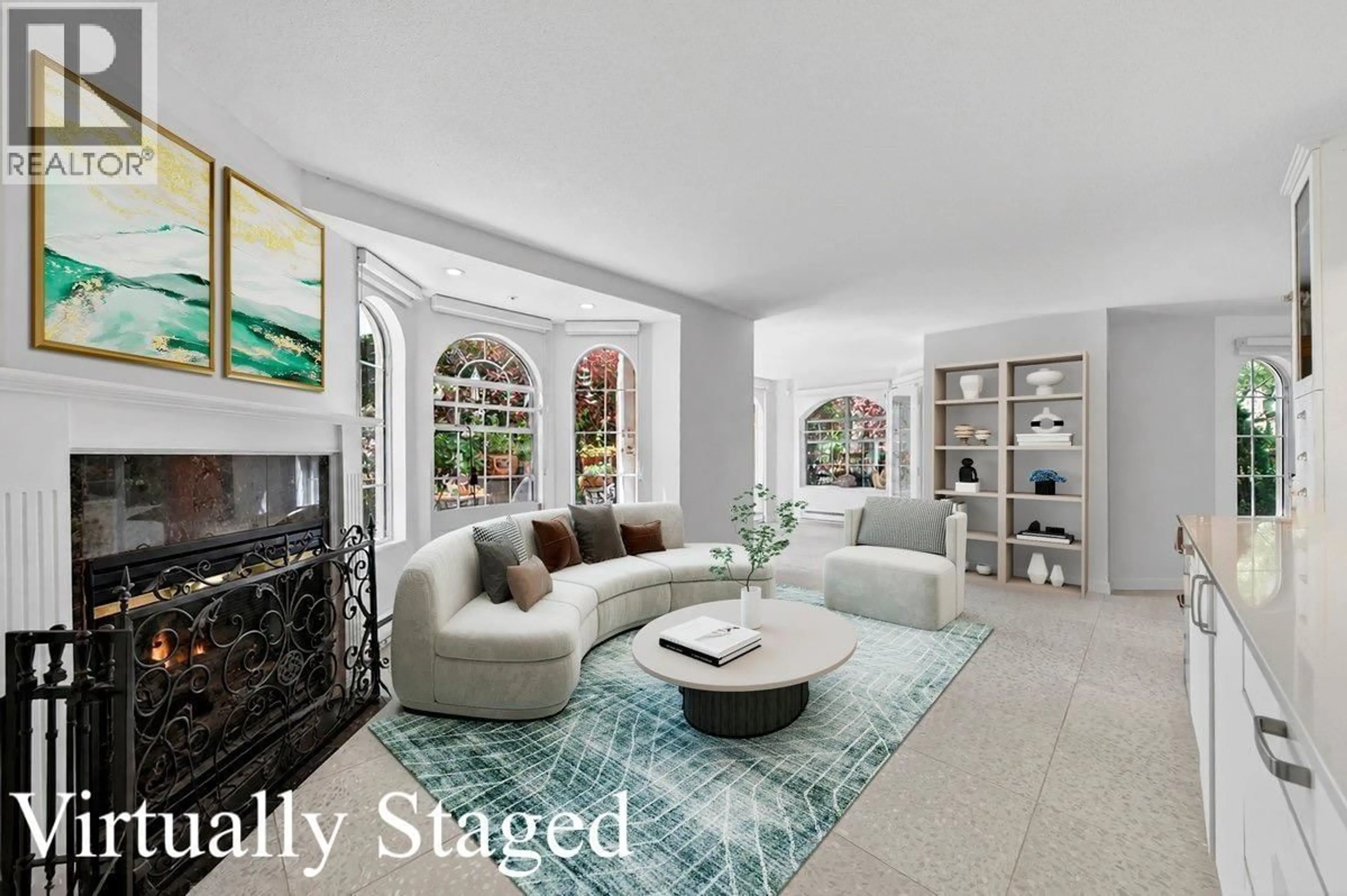 Living room with furniture, ceramic/tile floor for 101 - 888 BUTE STREET, Vancouver British Columbia V6E1Y5