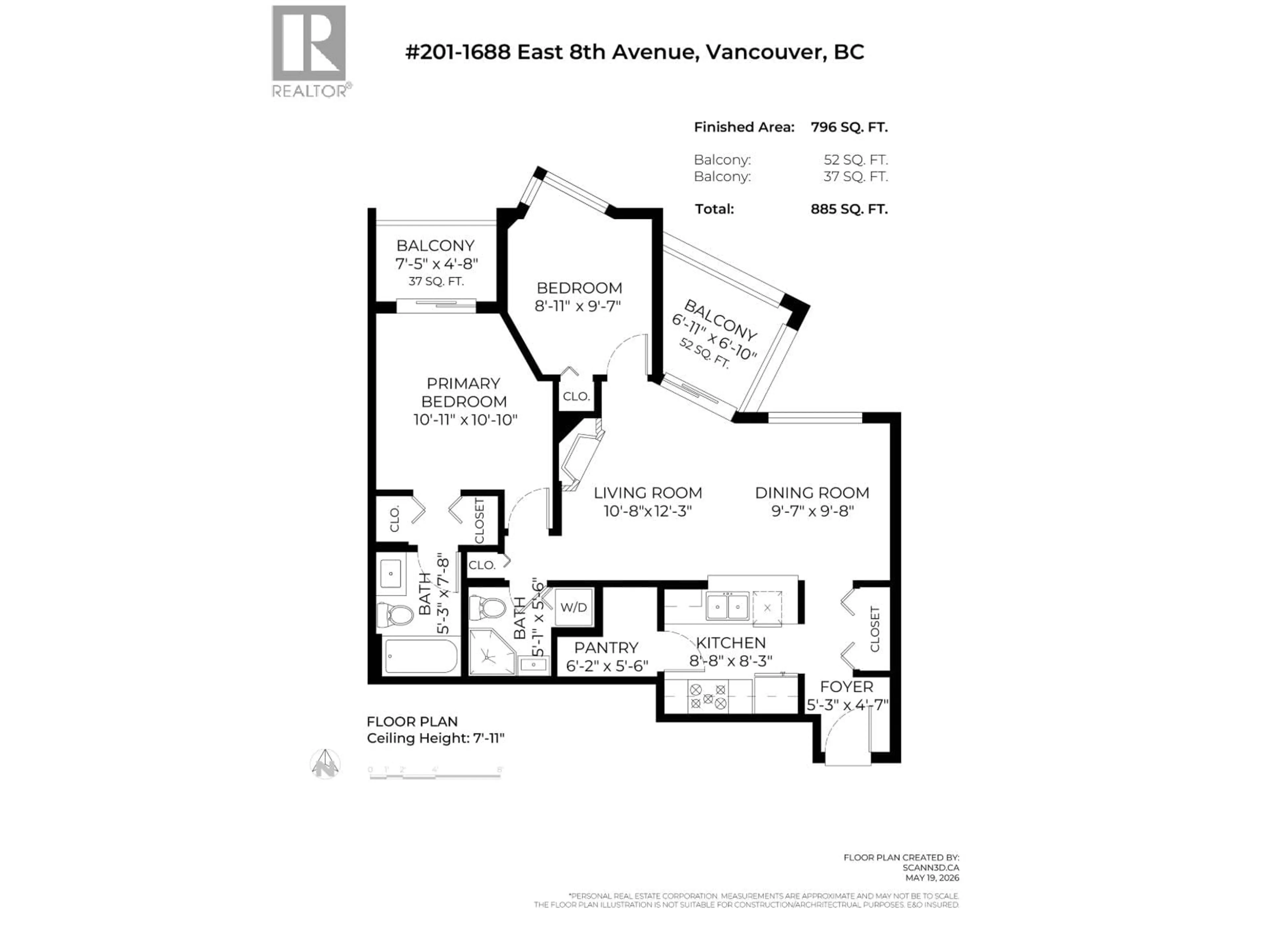 Floor plan for 201 - 1688 8TH AVENUE, Vancouver British Columbia V5N1T5
