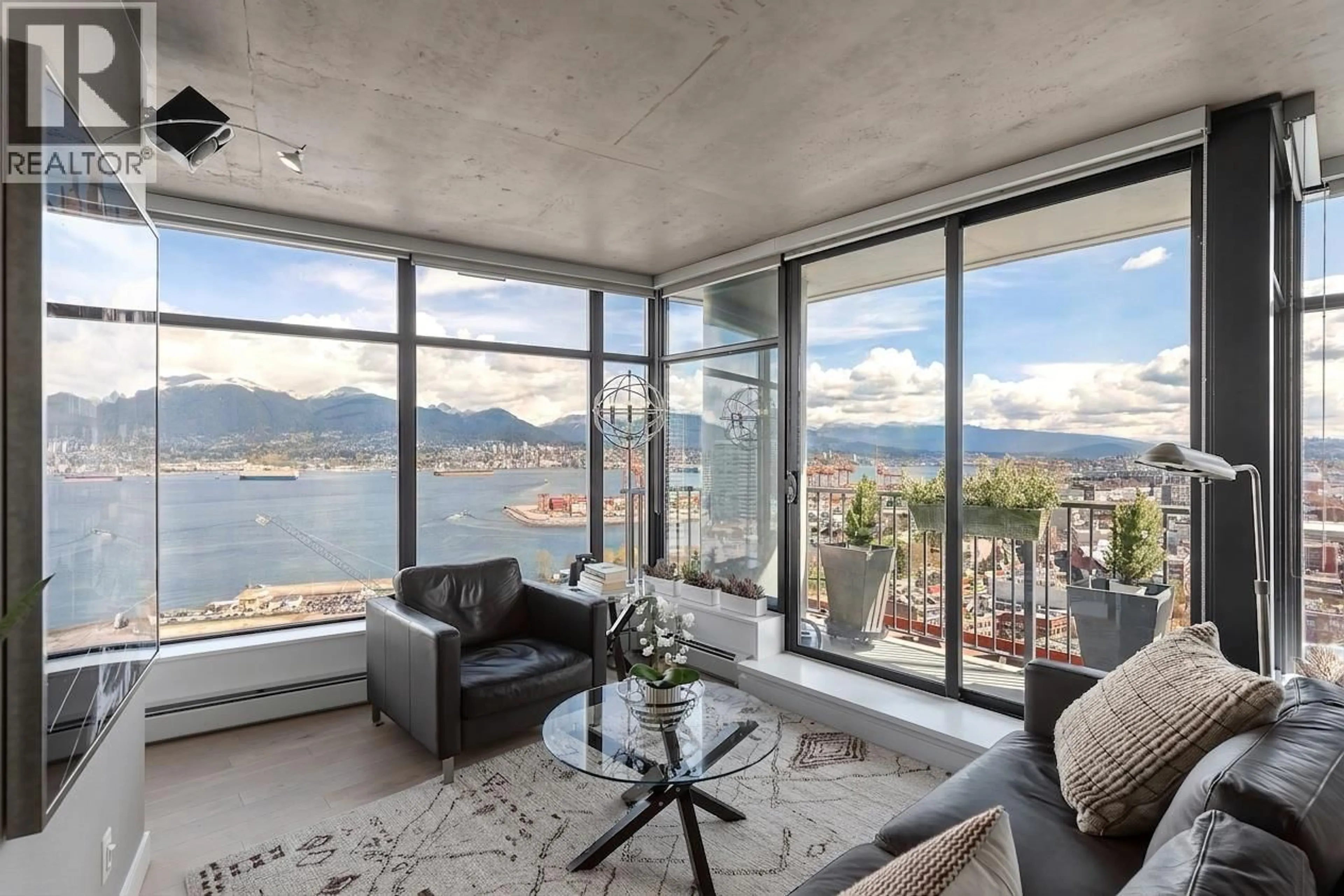 Living room with furniture, cement floor for 2903 - 128 CORDOVA STREET, Vancouver British Columbia V6B0E5