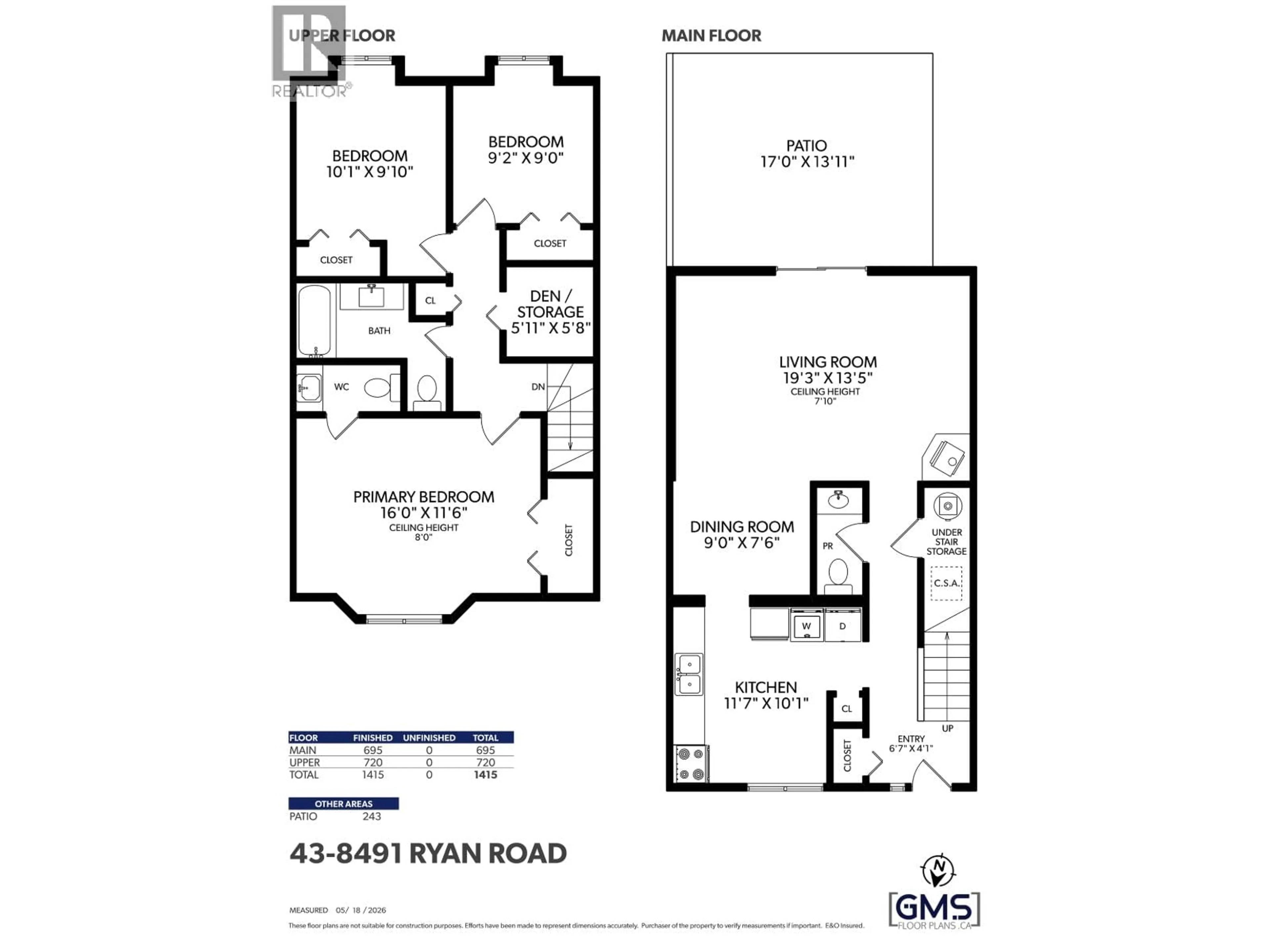Floor plan for 43 - 8491 RYAN ROAD, Richmond British Columbia V7A2E8