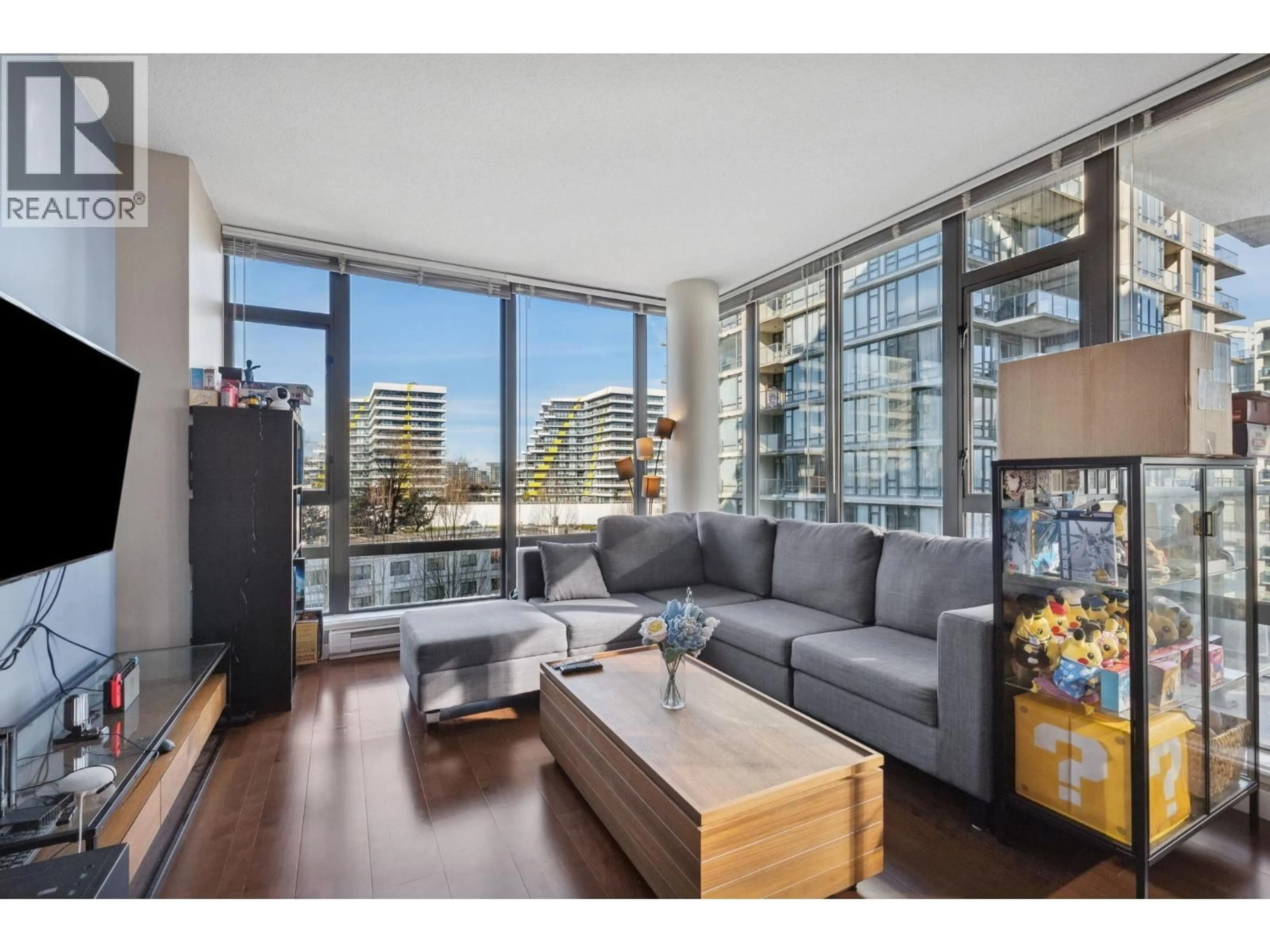 Living room with furniture, wood/laminate floor for 808 - 6888 ALDERBRIDGE WAY, Richmond British Columbia V6X0A7