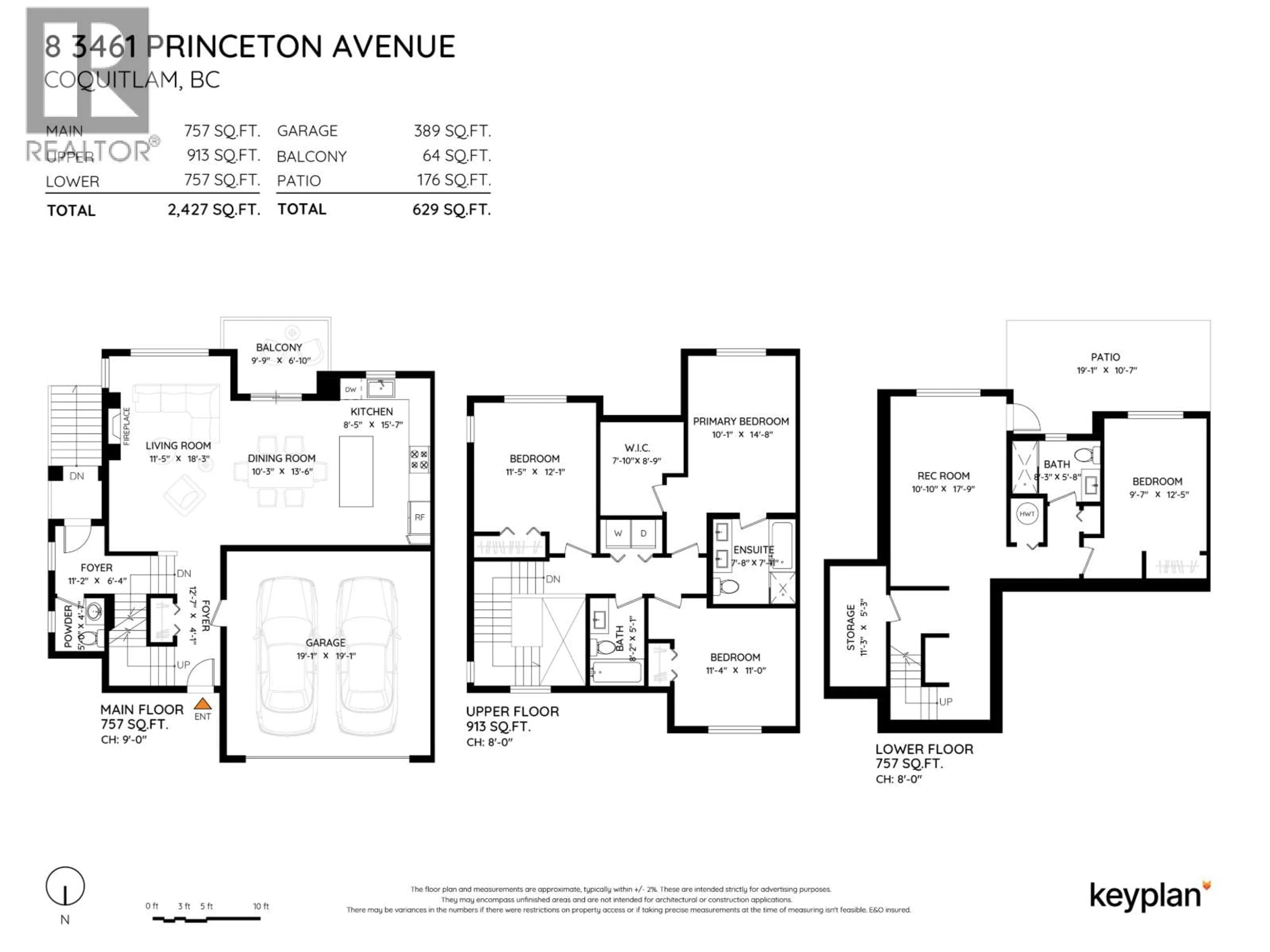 Floor plan for 8 - 3461 PRINCETON AVENUE, Coquitlam British Columbia V3E0M2