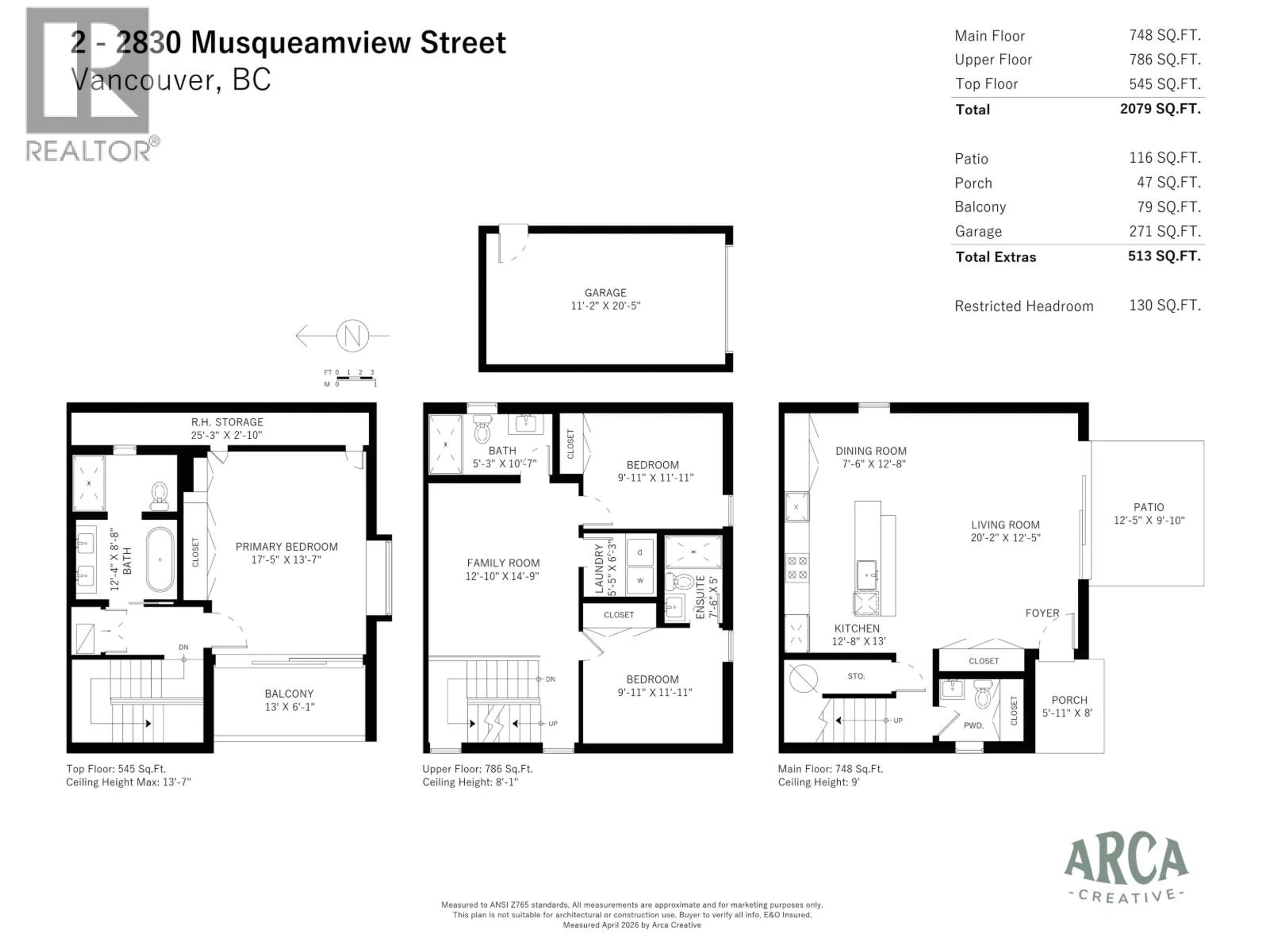 Floor plan for 2 - 2830 MUSQUEAMVIEW STREET, Vancouver British Columbia V6K2R9