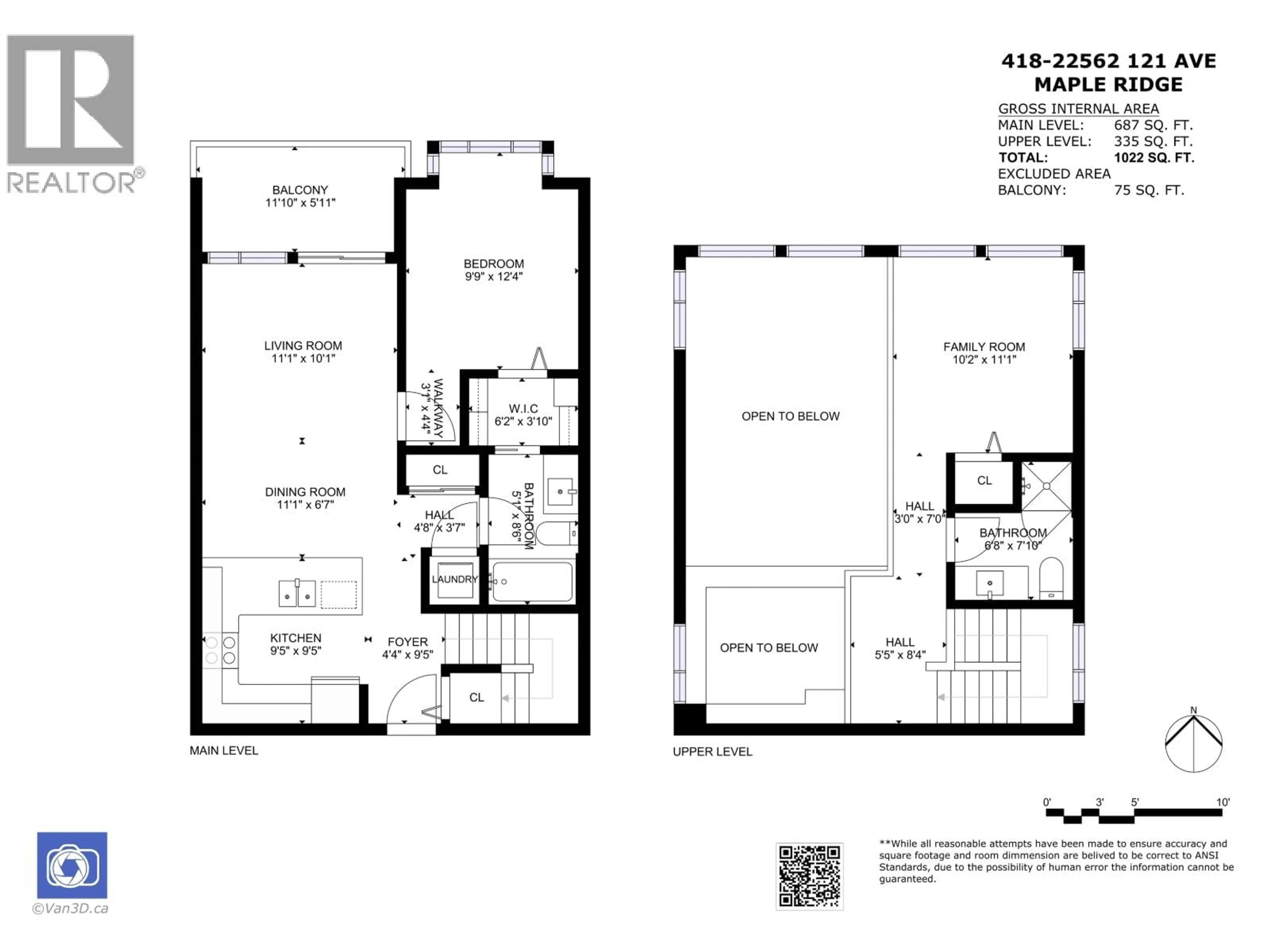 Floor plan for 418 - 22562 121 AVENUE, Maple Ridge British Columbia V2X3Y8