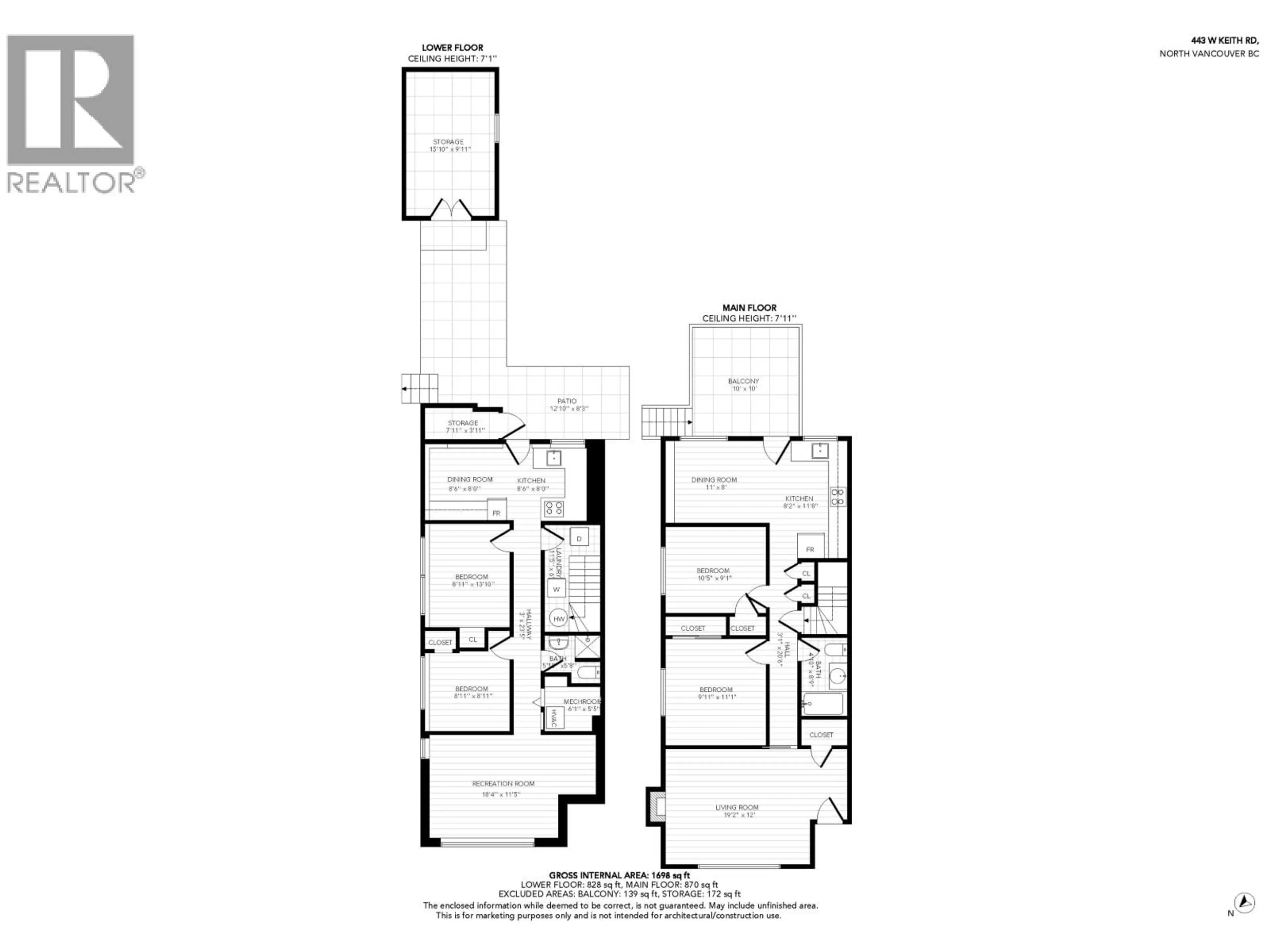 Floor plan for 443-445 KEITH ROAD, North Vancouver British Columbia V7M1M2