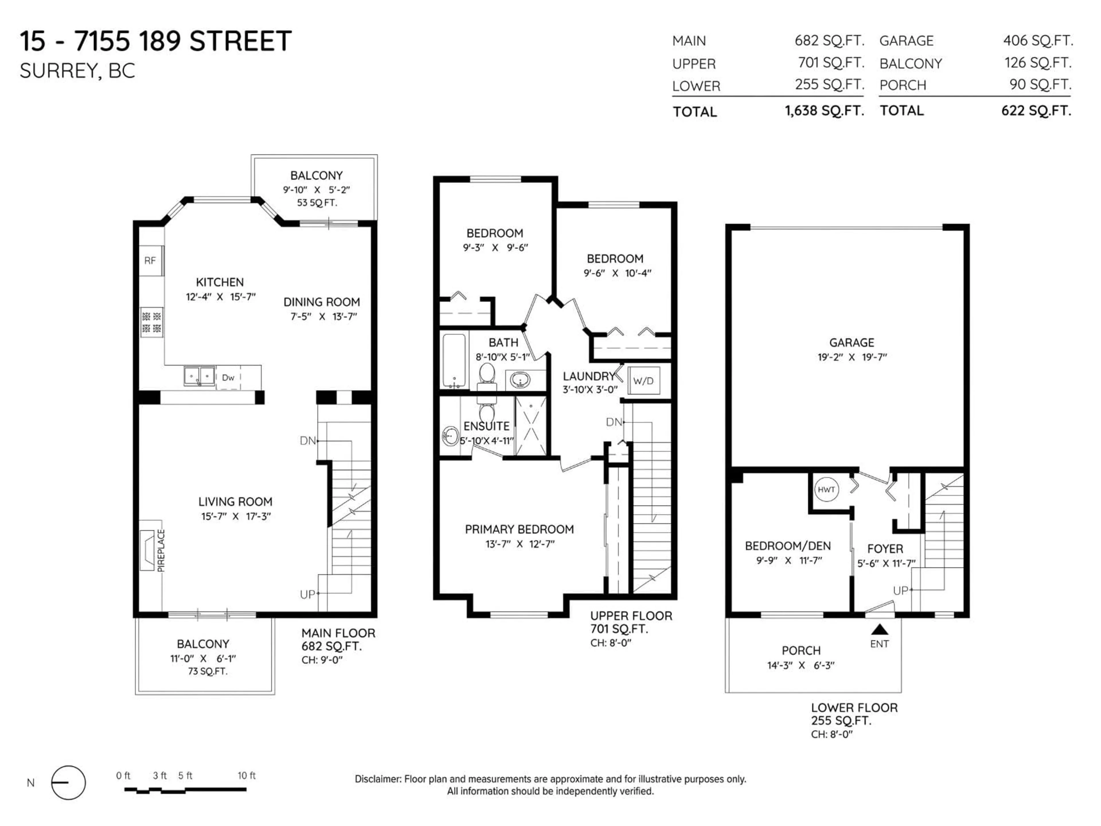 Floor plan for 15 - 7155 189 STREET, Surrey British Columbia V4N5S8