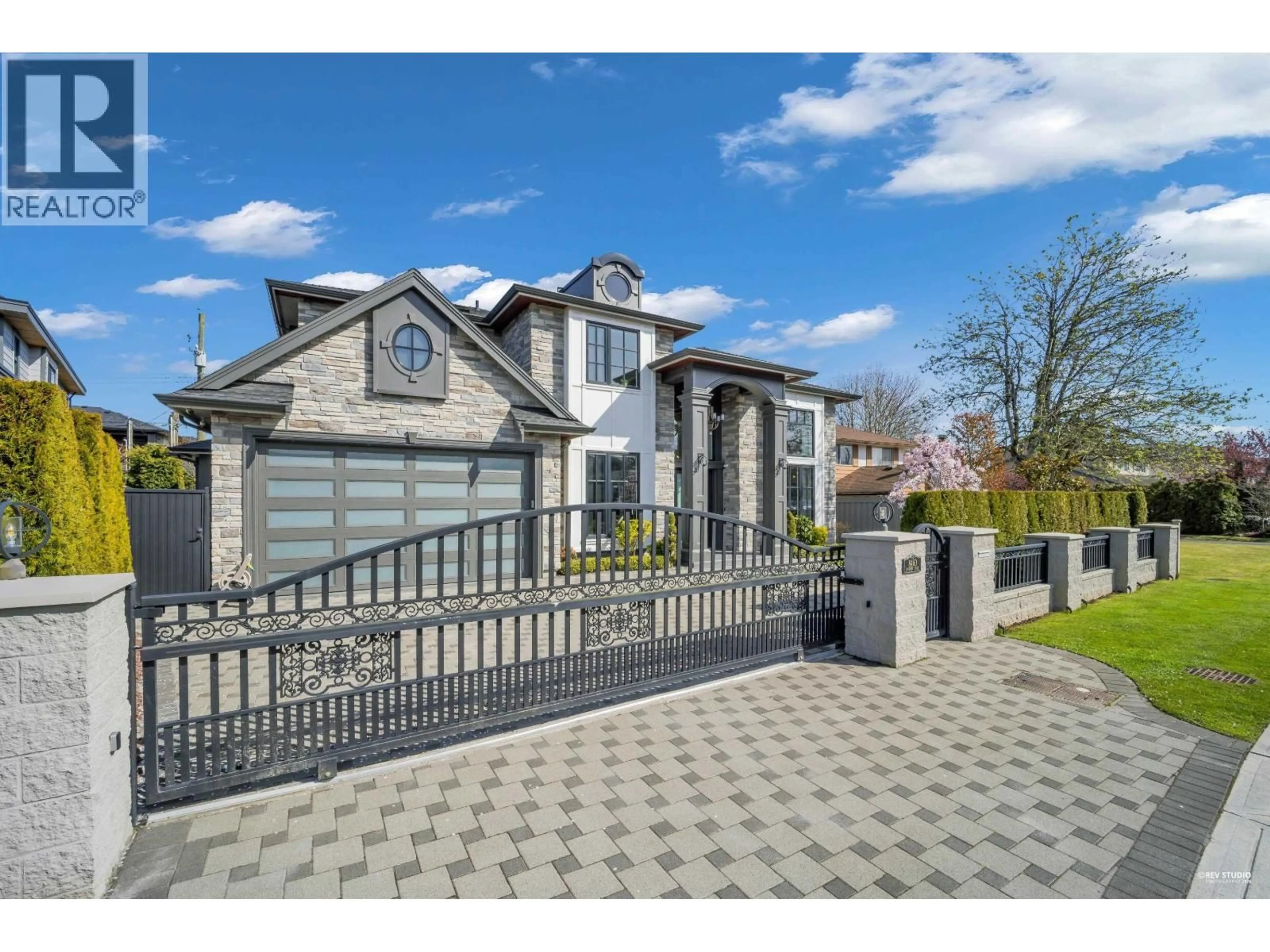Home with brick exterior material, street for 8460 FAIRWAY ROAD, Richmond British Columbia V7C1Y6