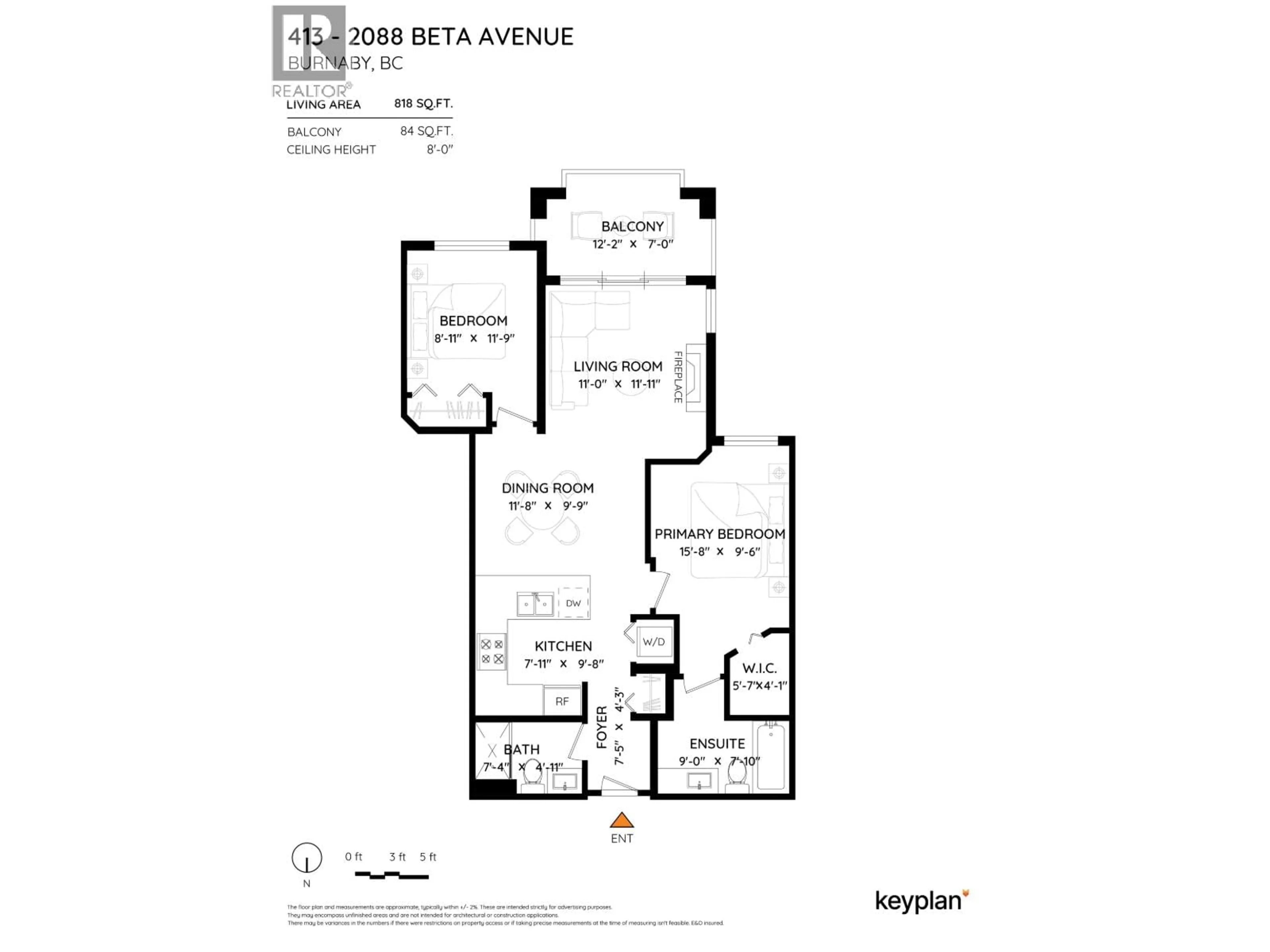 Floor plan for 413 - 2088 BETA AVENUE, Burnaby British Columbia V5C0C8
