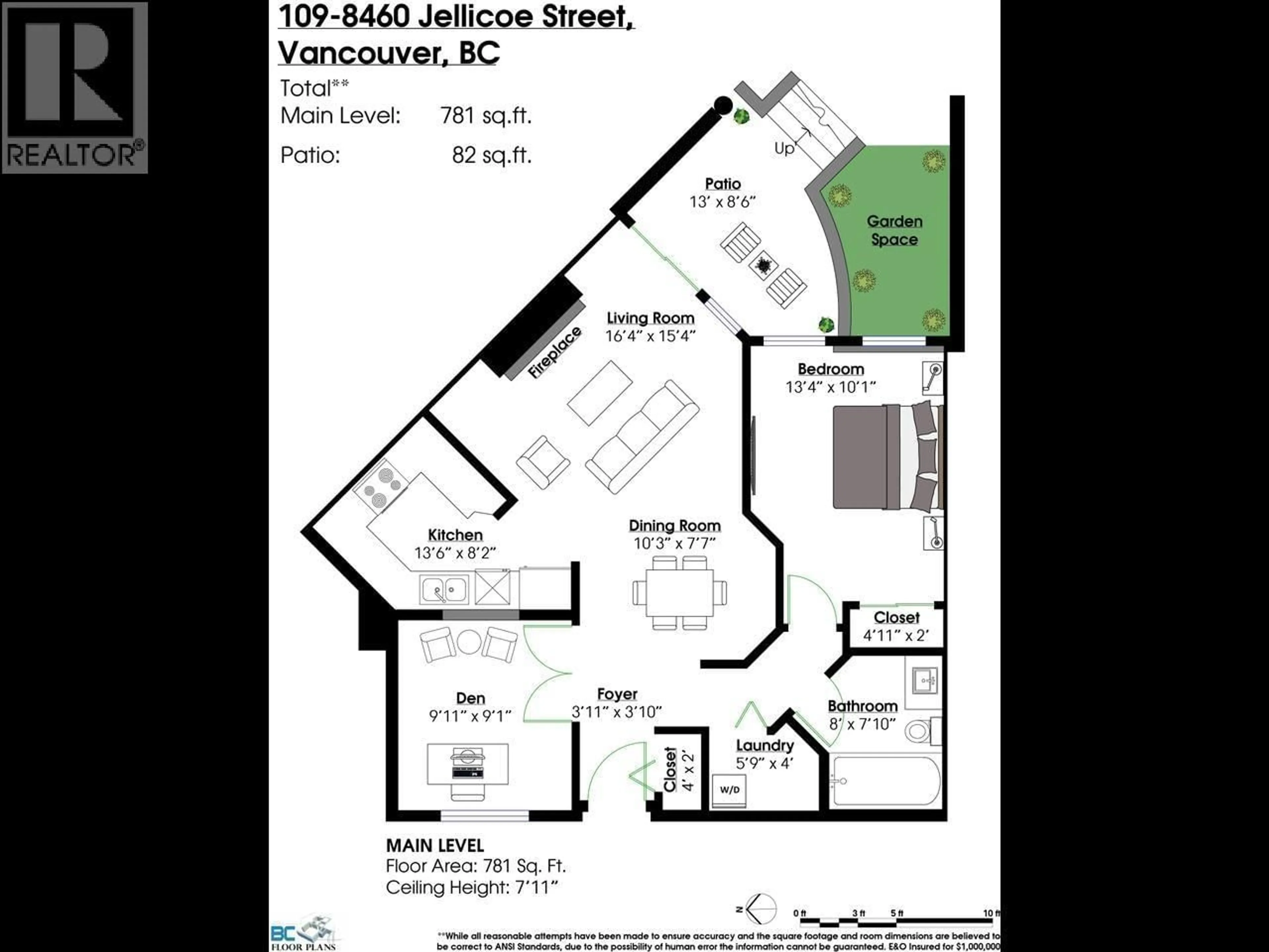 Floor plan for 109 - 8460 JELLICOE STREET, Vancouver British Columbia V5S4S8