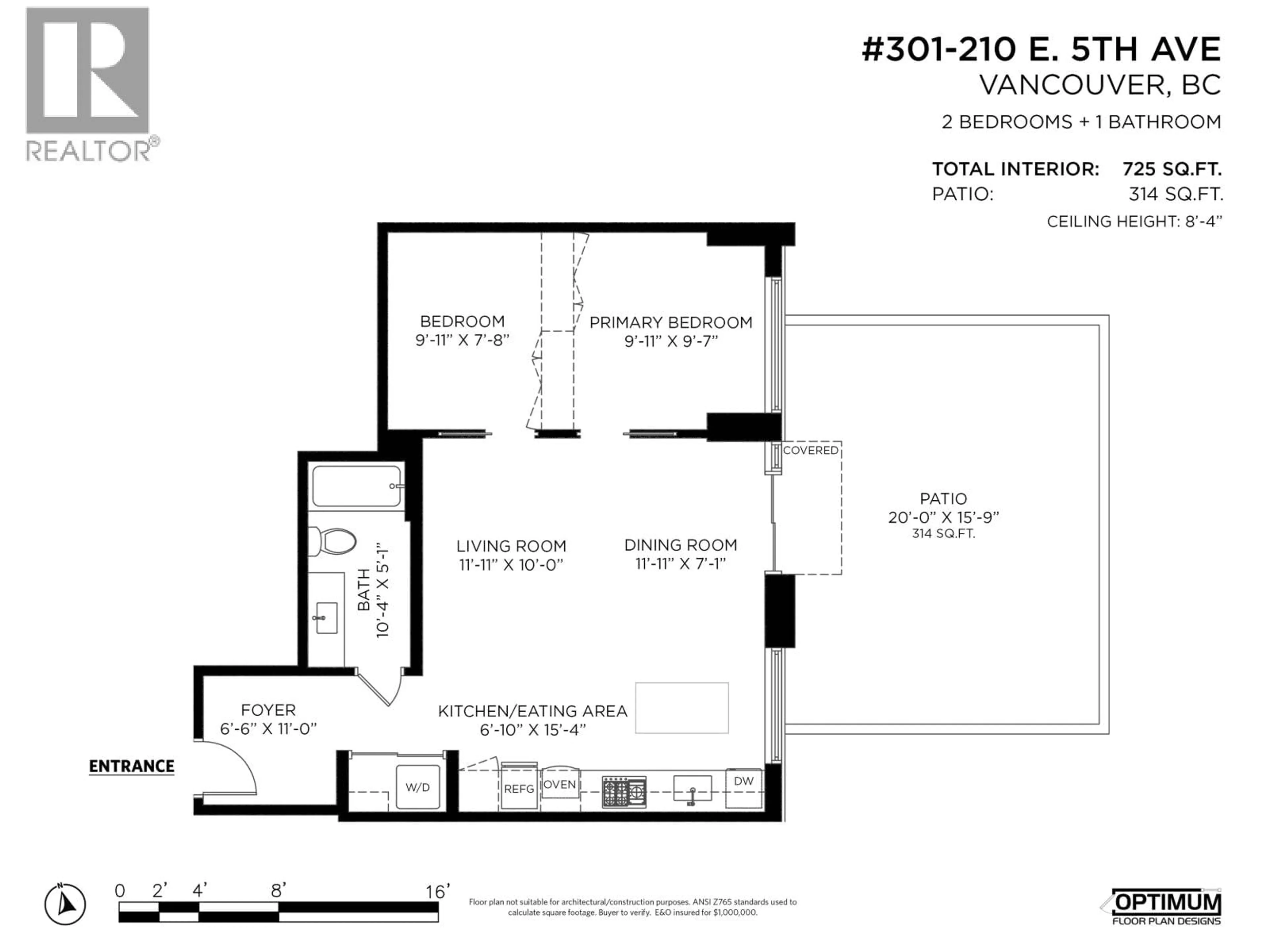 Floor plan for 301 - 210 5TH AVENUE, Vancouver British Columbia V5T0K1