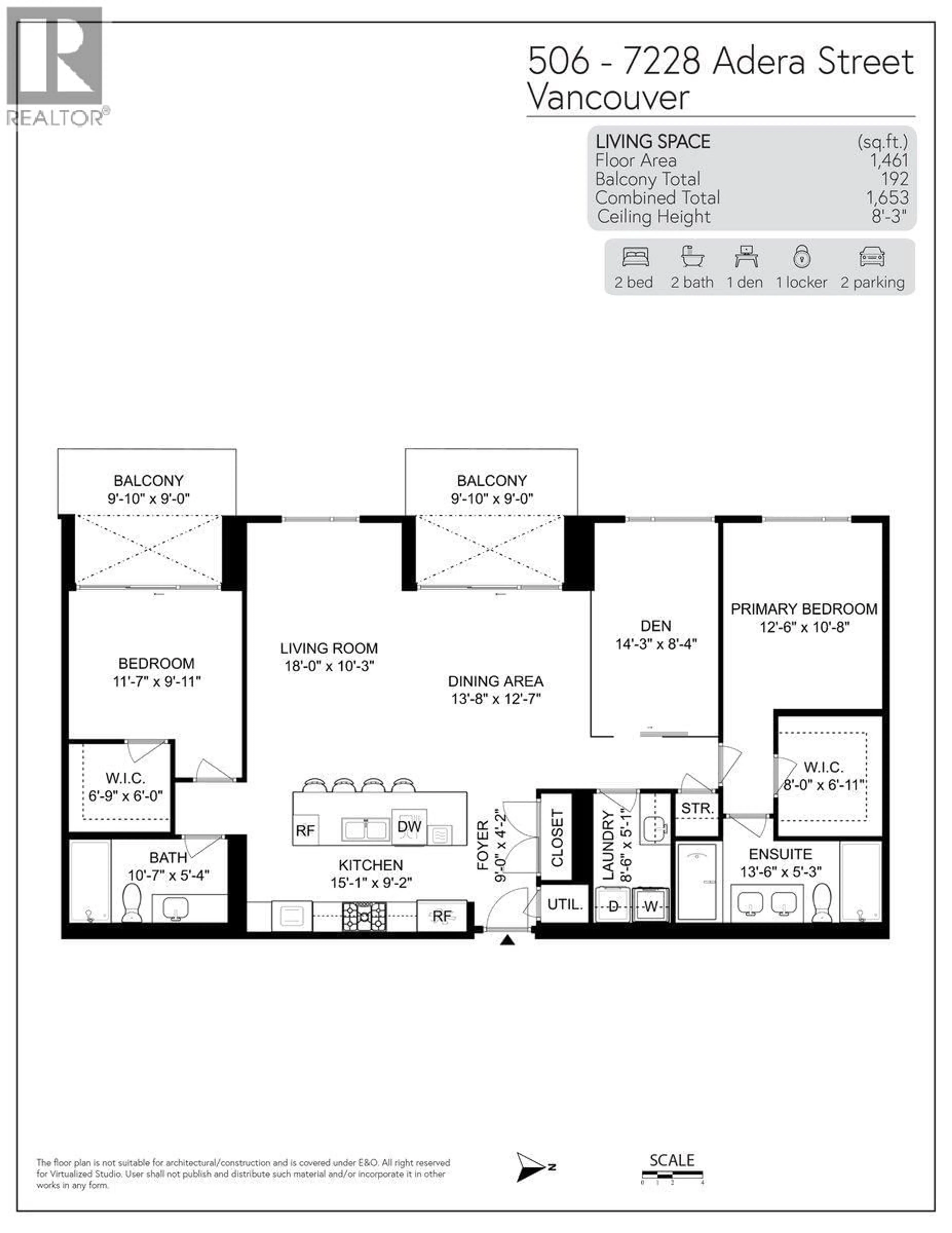 Floor plan for 506 - 7228 ADERA STREET, Vancouver British Columbia V6P0H8