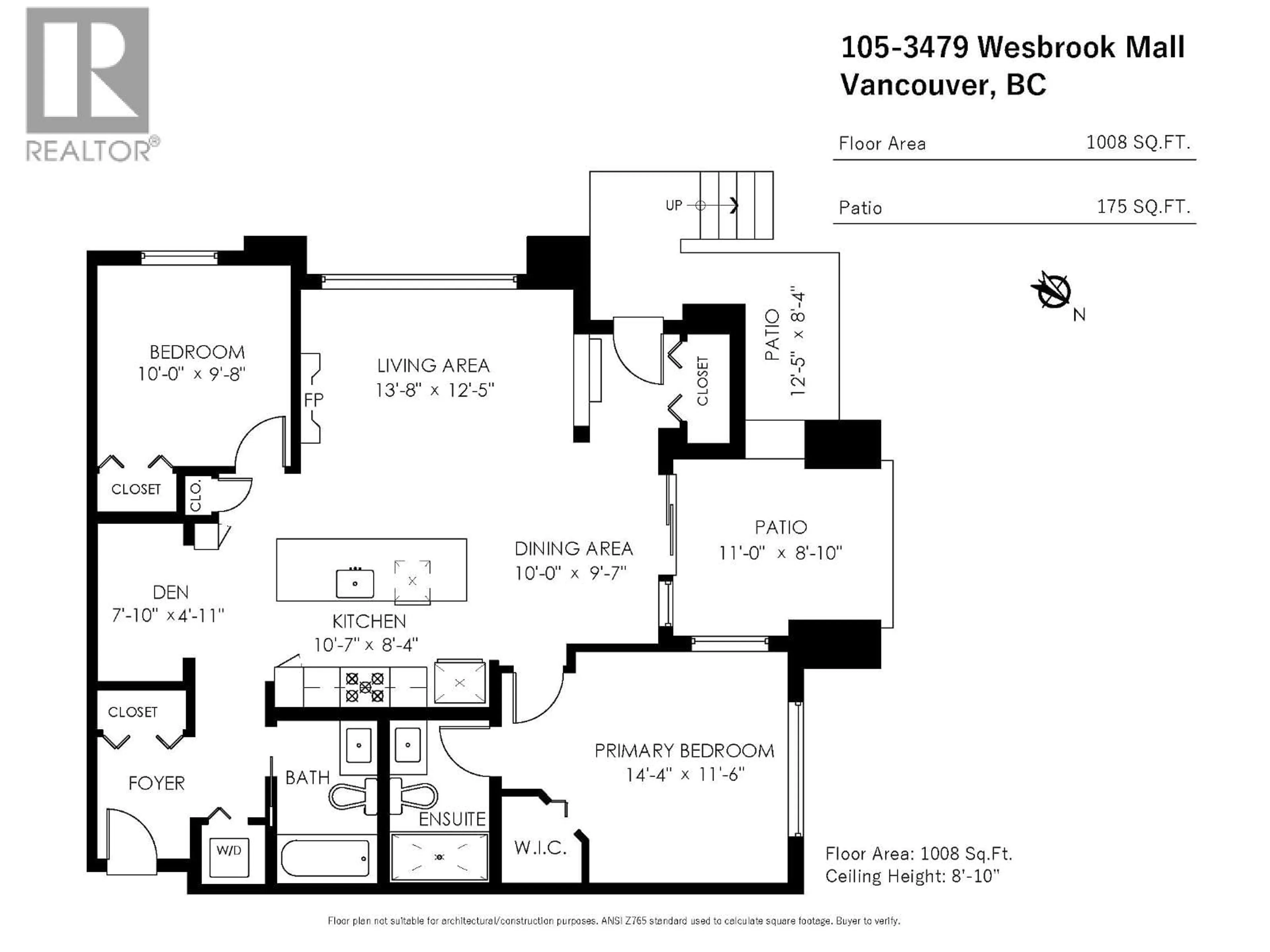 Floor plan for 105 - 3479 WESBROOK MALL, Vancouver British Columbia V6S0B7
