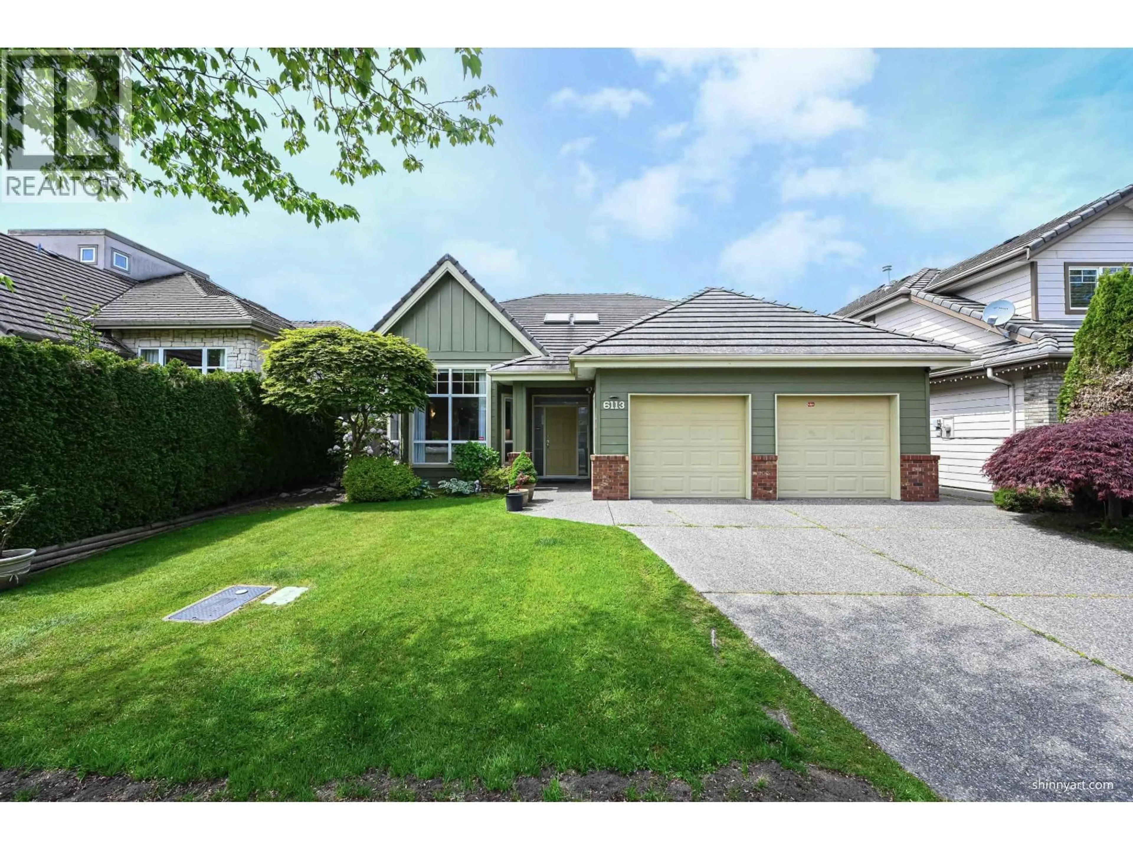 Home with vinyl exterior material, street for 6113 PEARKES DRIVE, Richmond British Columbia V7C5R3