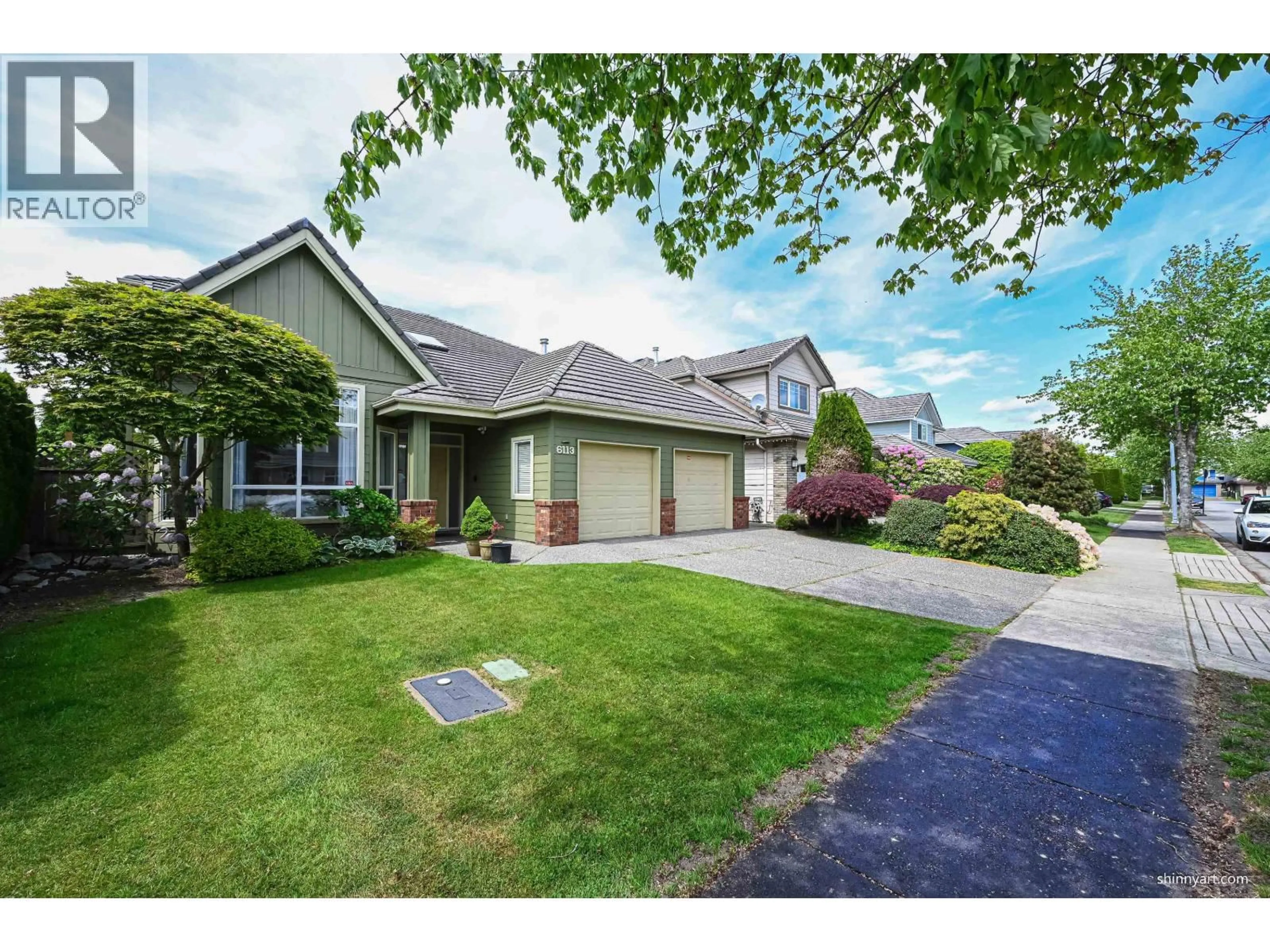 A pic from outside/outdoor area/front of a property/back of a property/a pic from drone, street for 6113 PEARKES DRIVE, Richmond British Columbia V7C5R3