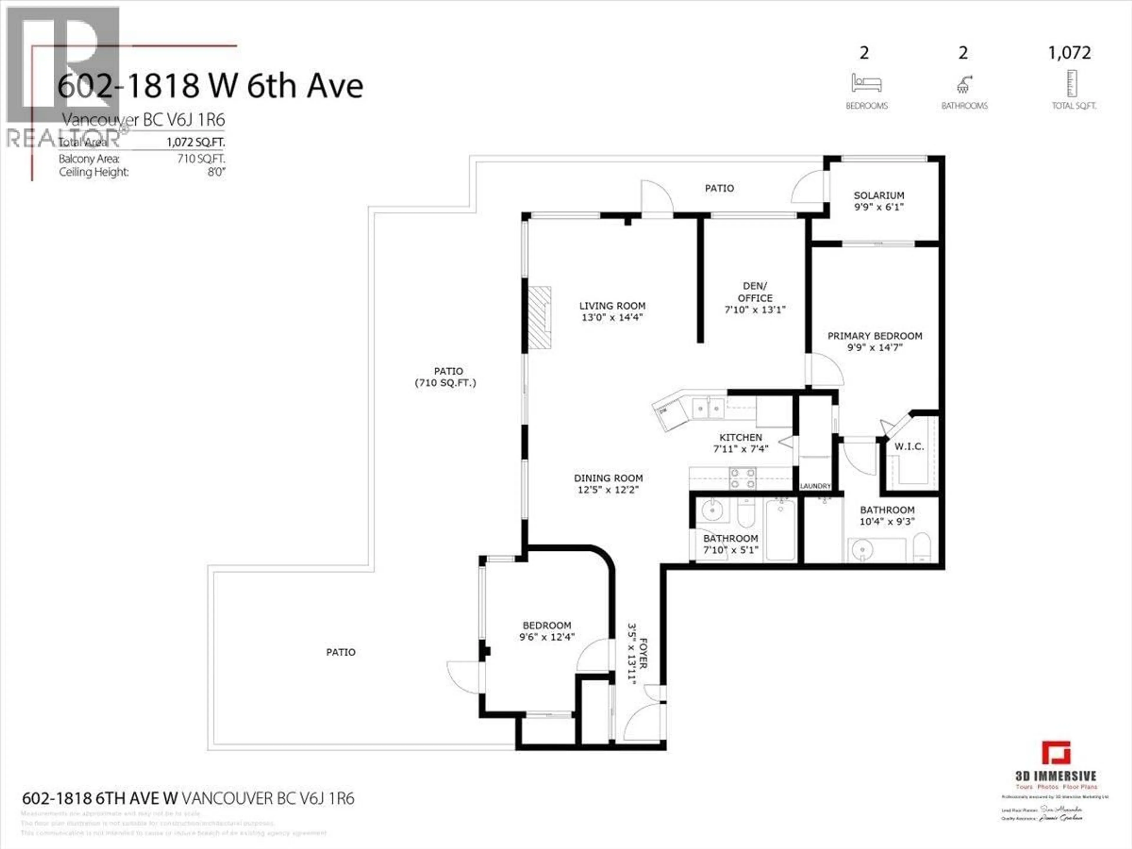 Floor plan for 602 - 1818 6TH AVENUE, Vancouver British Columbia V6J1R6