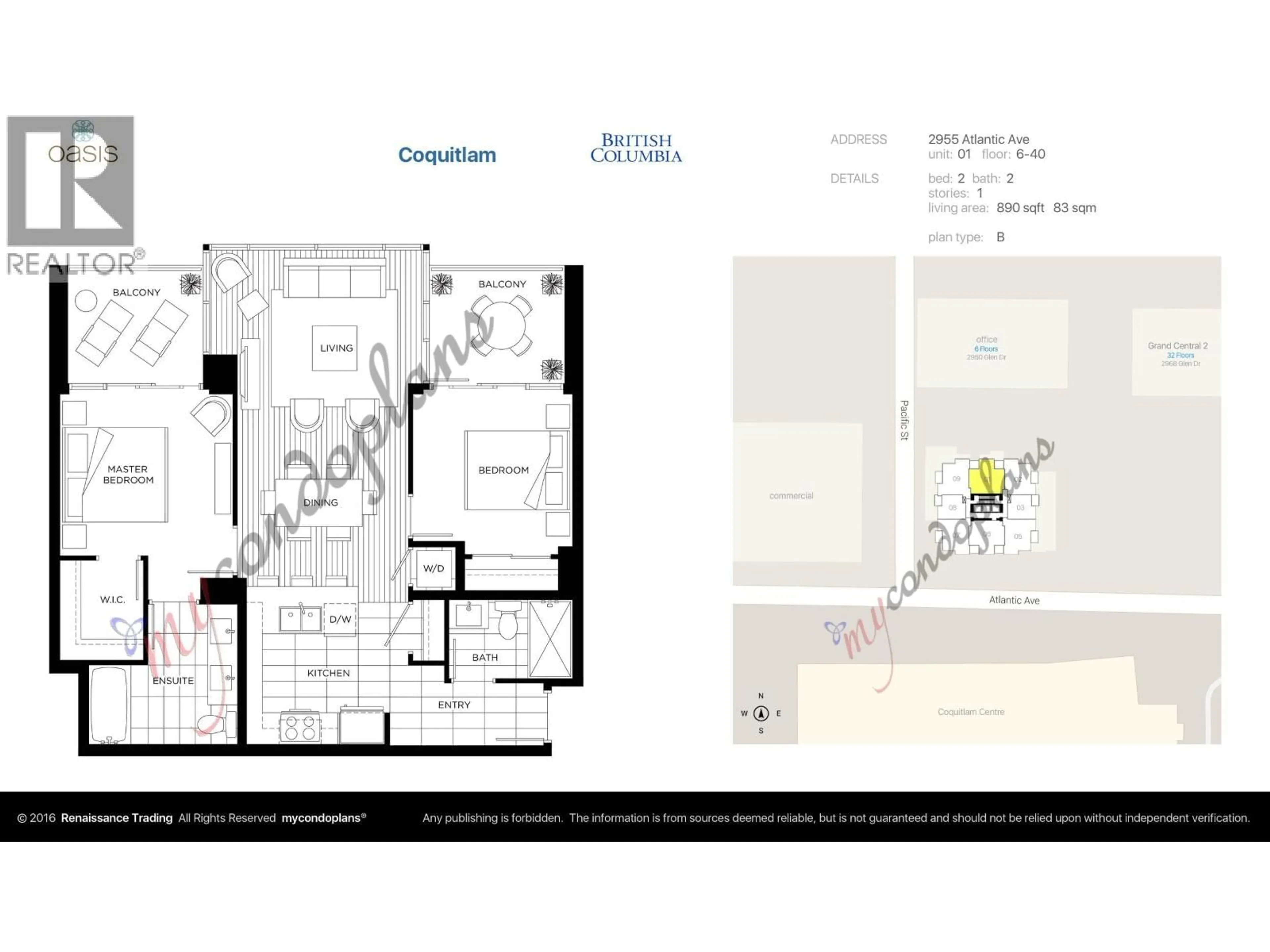Floor plan for 2701 - 2955 ATLANTIC AVENUE, Coquitlam British Columbia V3B0H9