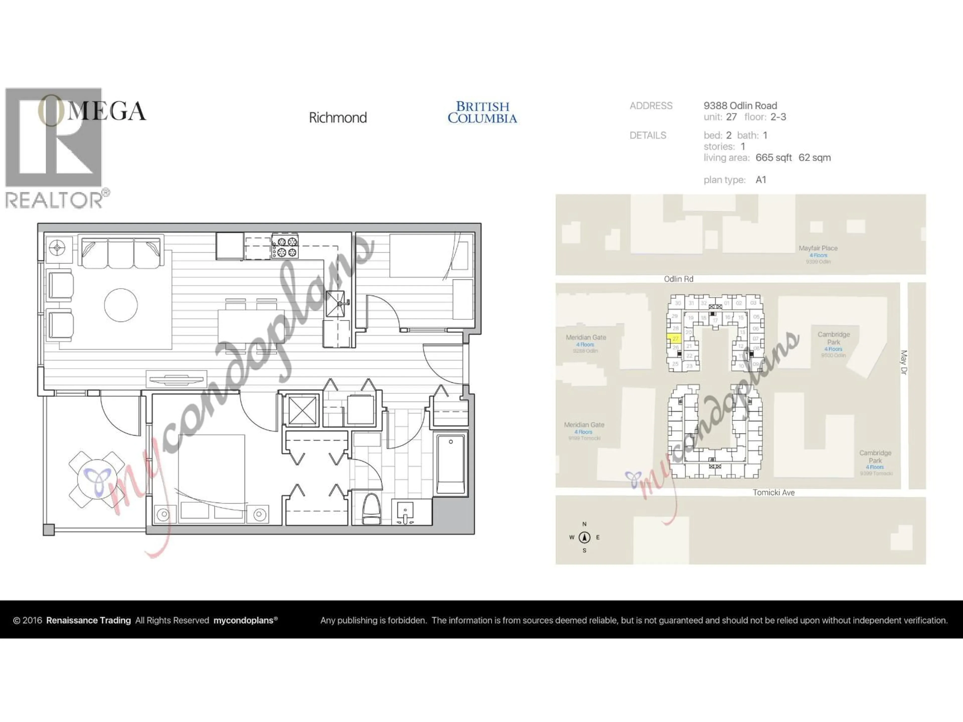 Floor plan for 227 - 9388 ODLIN ROAD, Richmond British Columbia V6X0L5