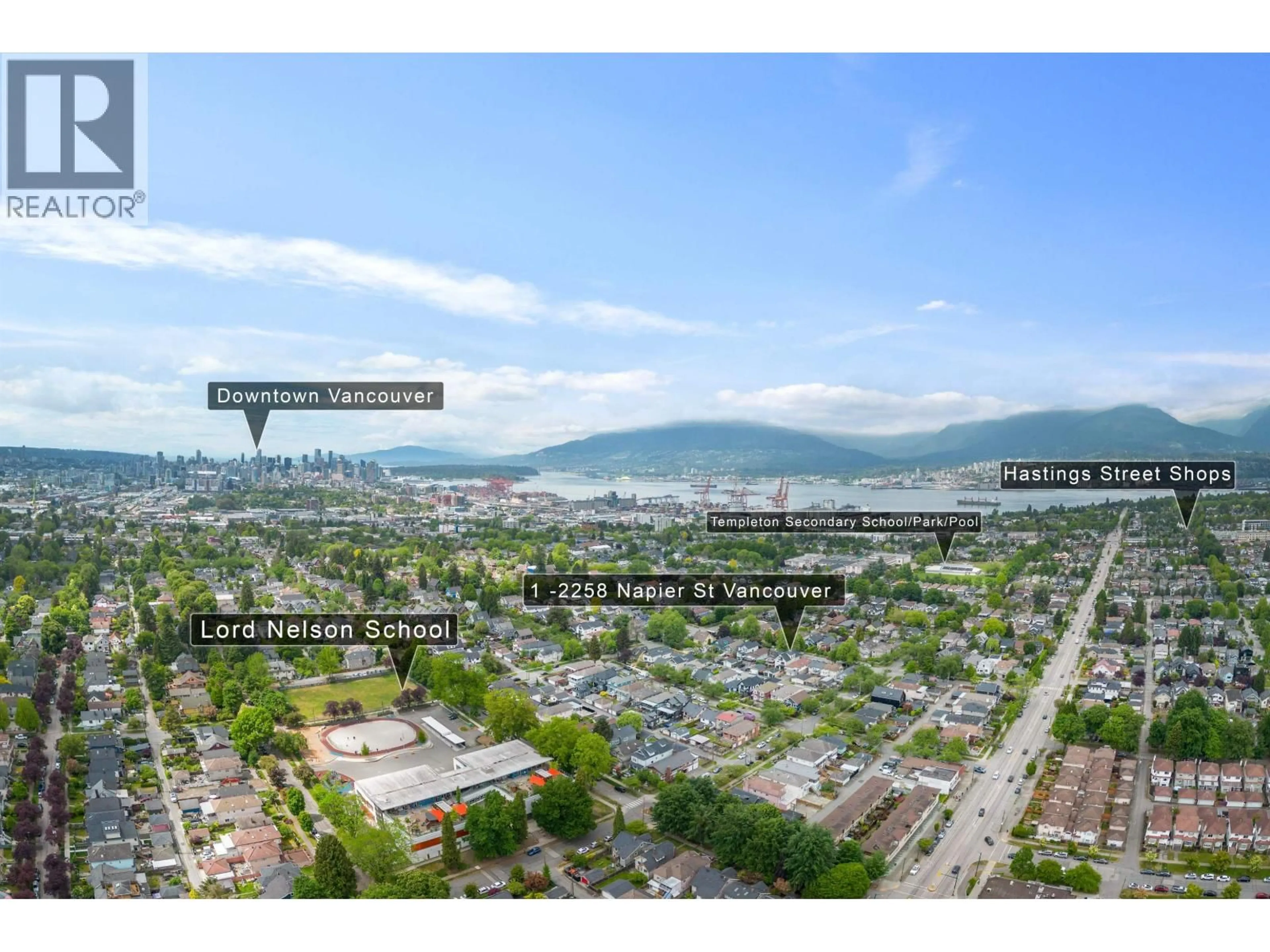 A pic from outside/outdoor area/front of a property/back of a property/a pic from drone, mountain view for 1 - 2258 NAPIER STREET, Vancouver British Columbia V5L2P2