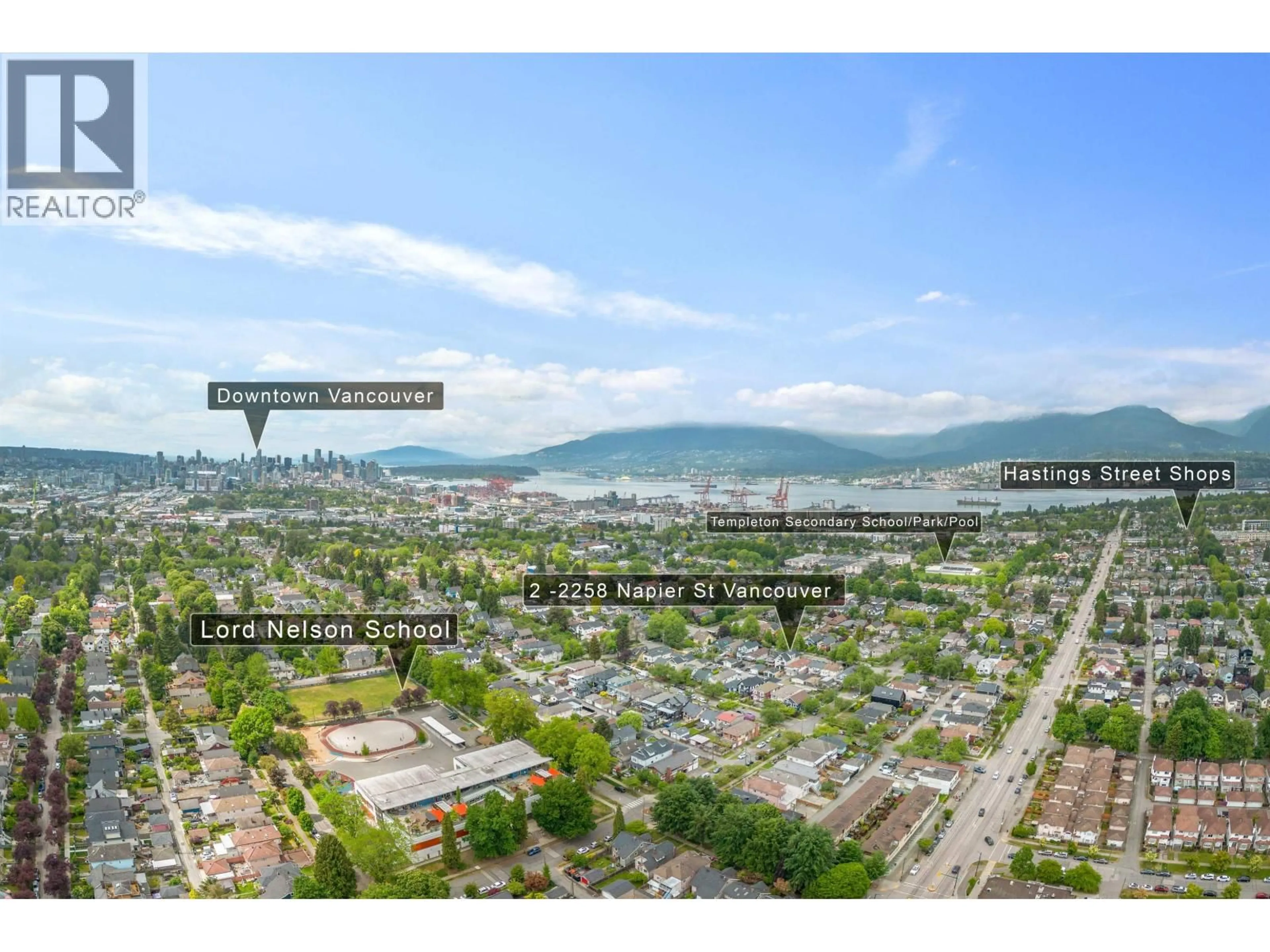 A pic from outside/outdoor area/front of a property/back of a property/a pic from drone, mountain view for 2 - 2258 NAPIER STREET, Vancouver British Columbia V5L2P2