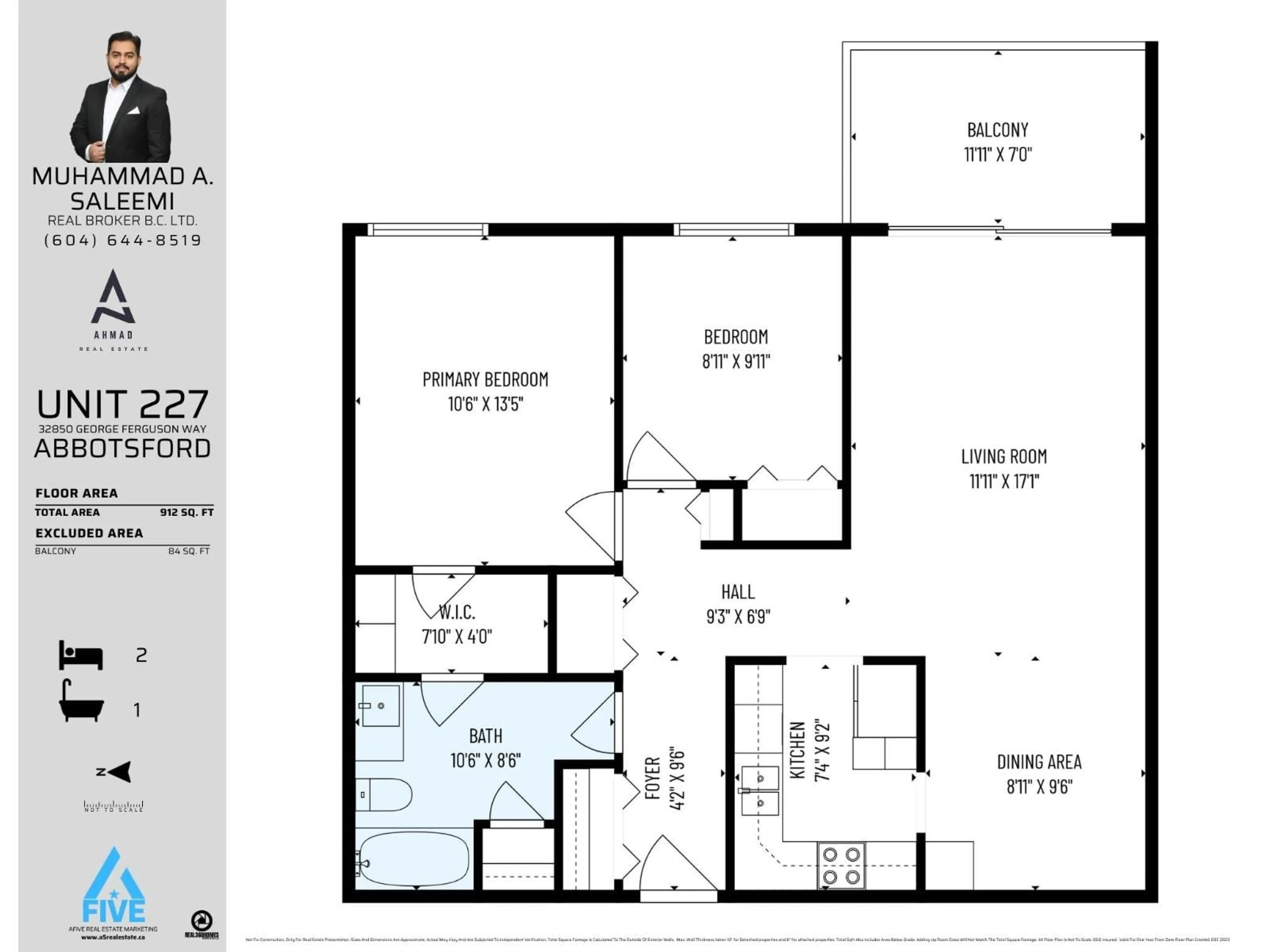 Floor plan for 227 - 32850 GEORGE FERGUSON WAY, Abbotsford British Columbia V2S7K1