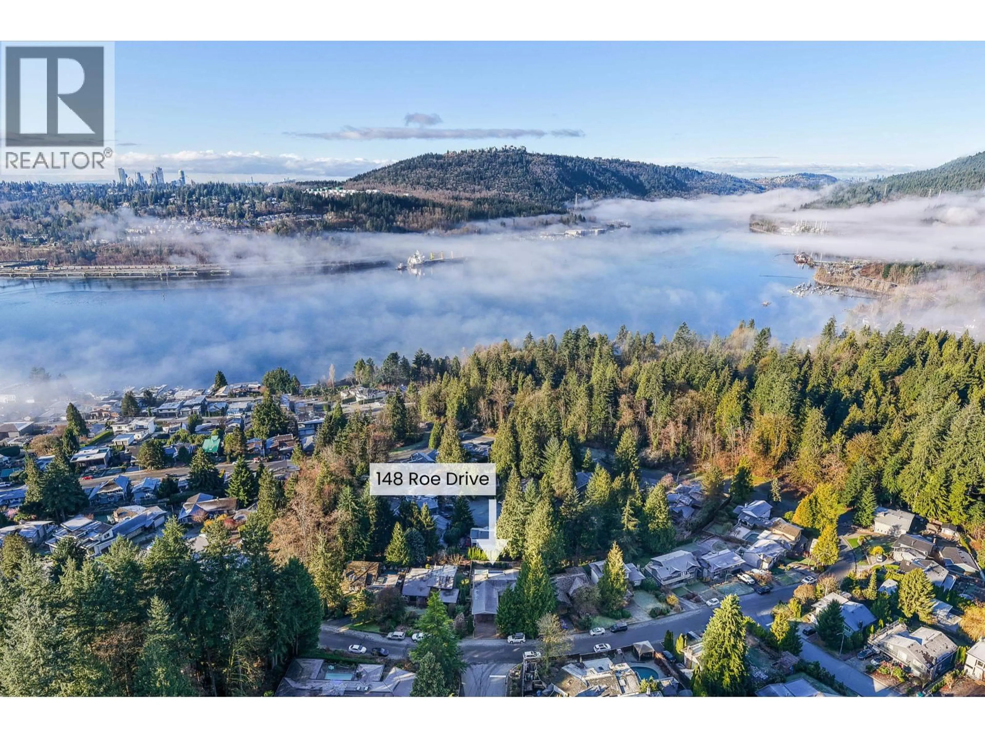 A pic from outside/outdoor area/front of a property/back of a property/a pic from drone, water/lake/river/ocean view for 148 ROE DRIVE, Port Moody British Columbia V3H3M8