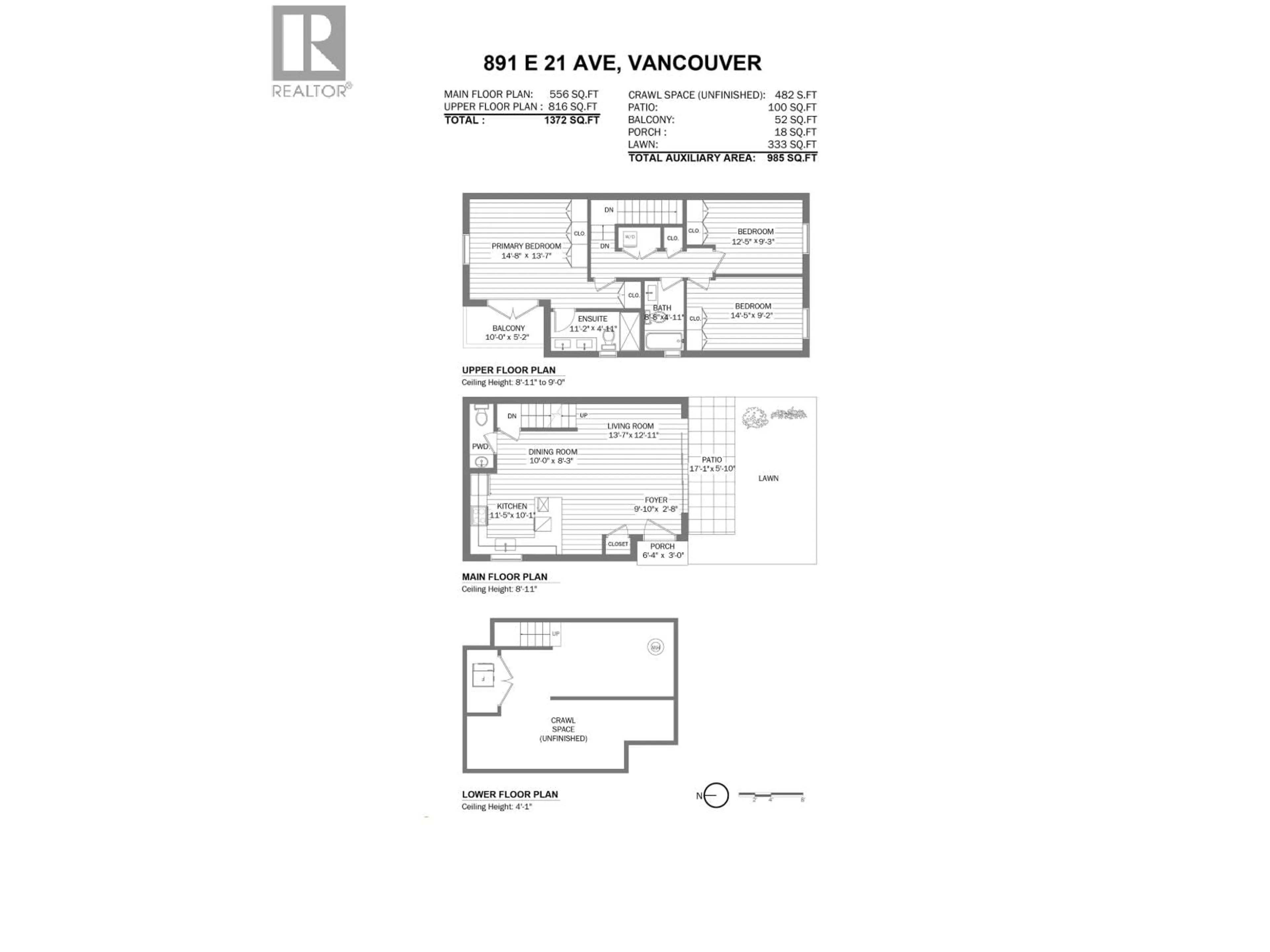 Floor plan for 891 21ST AVENUE, Vancouver British Columbia V5V1S3