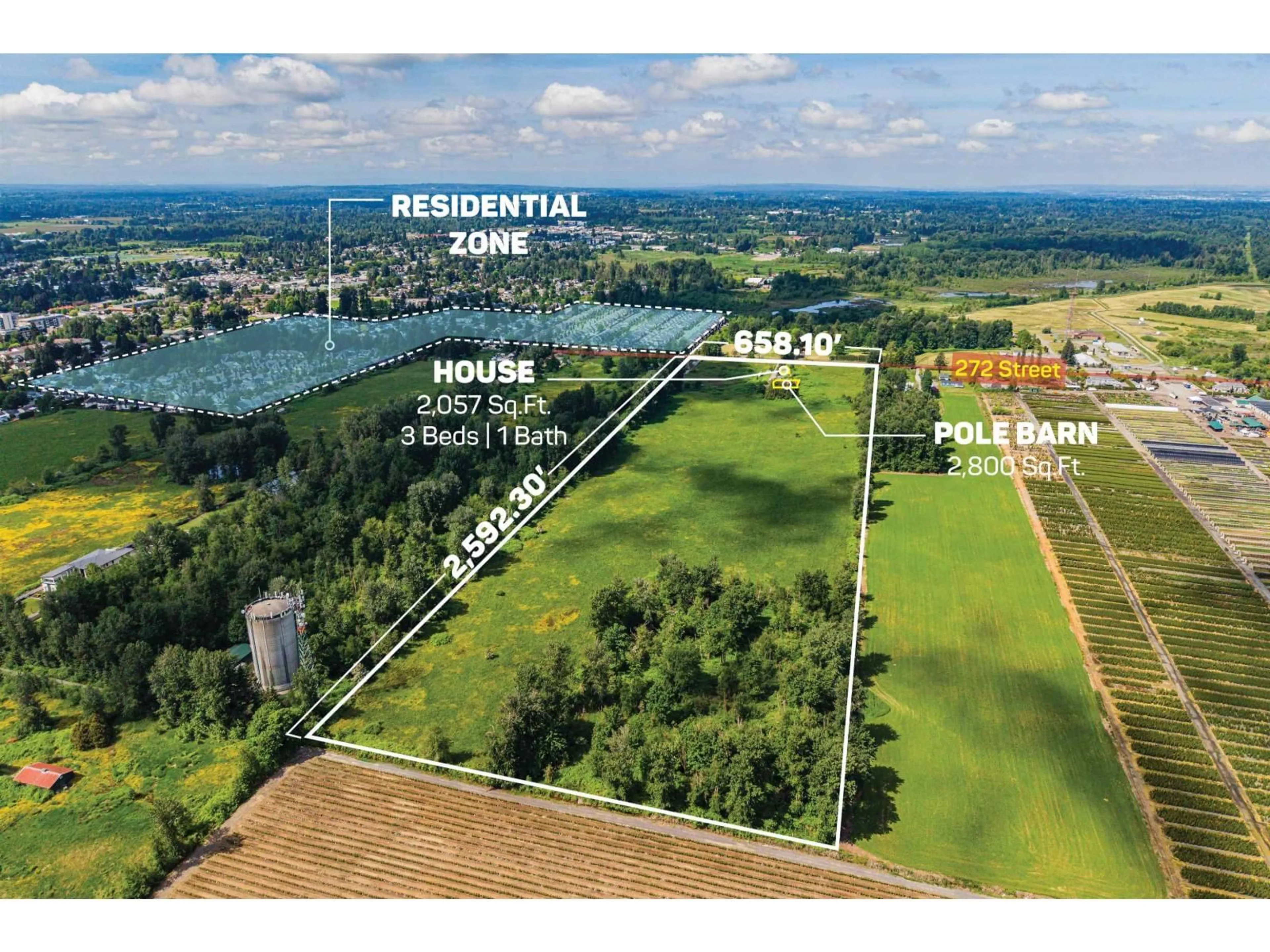 A pic from outside/outdoor area/front of a property/back of a property/a pic from drone, water/lake/river/ocean view for 3656 272 STREET, Langley British Columbia V4W1R6
