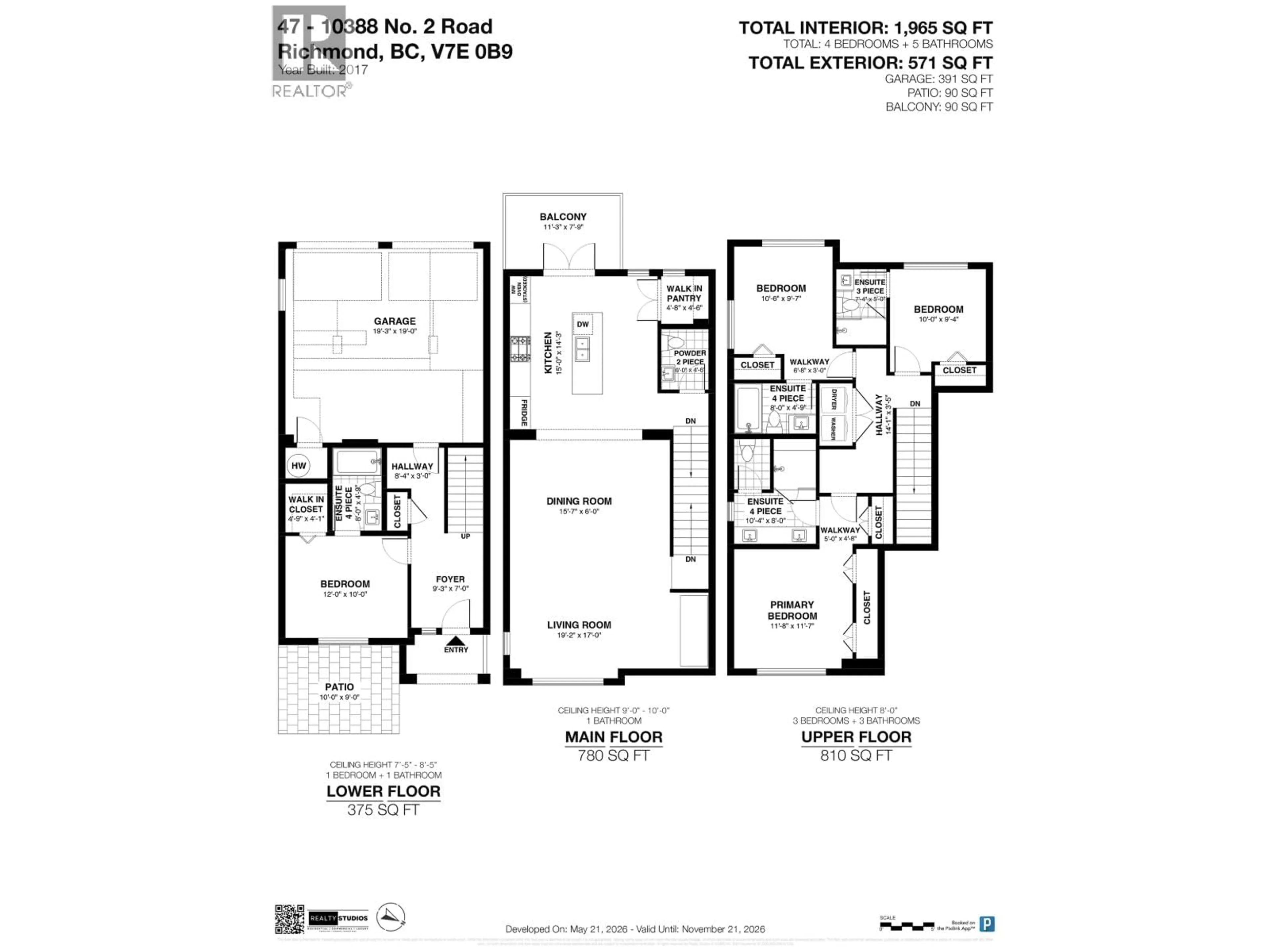 Floor plan for 47 - 10388 NO. 2 ROAD, Richmond British Columbia V7E0B9