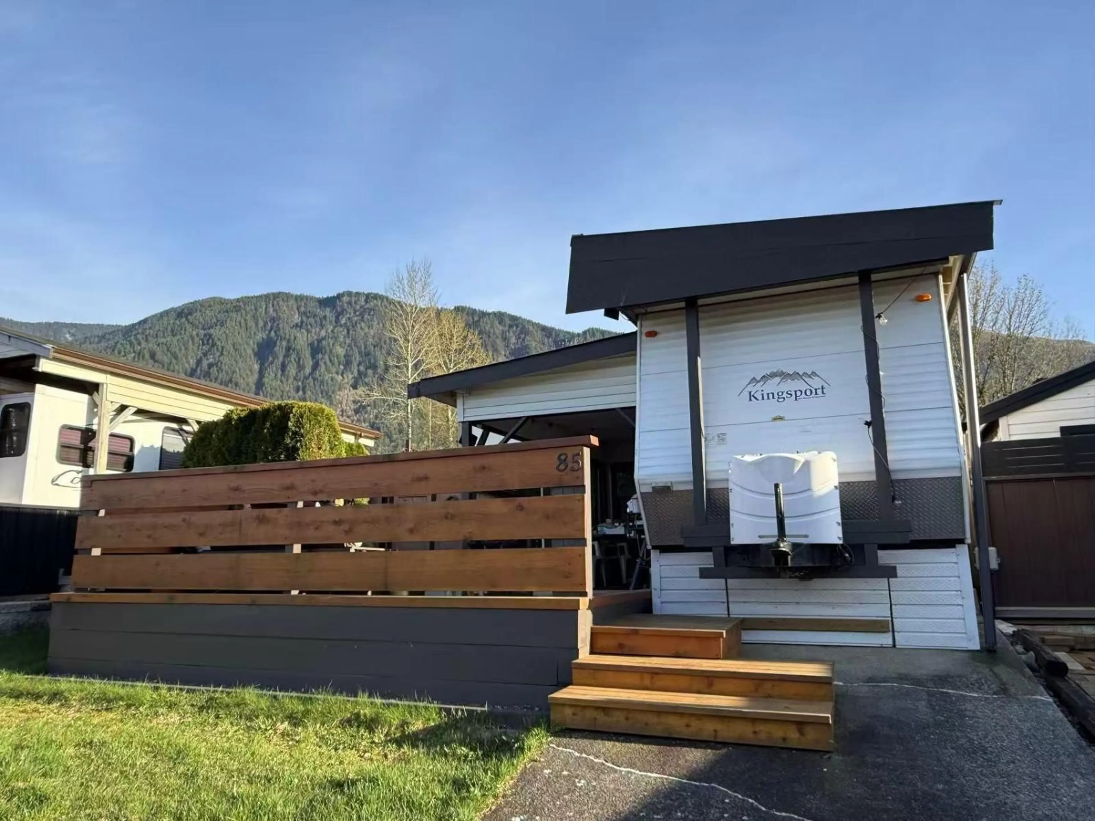 A pic from outside/outdoor area/front of a property/back of a property/a pic from drone, mountain view for 85 - 1436 FROST ROAD, Lindell Beach British Columbia V2R4X8