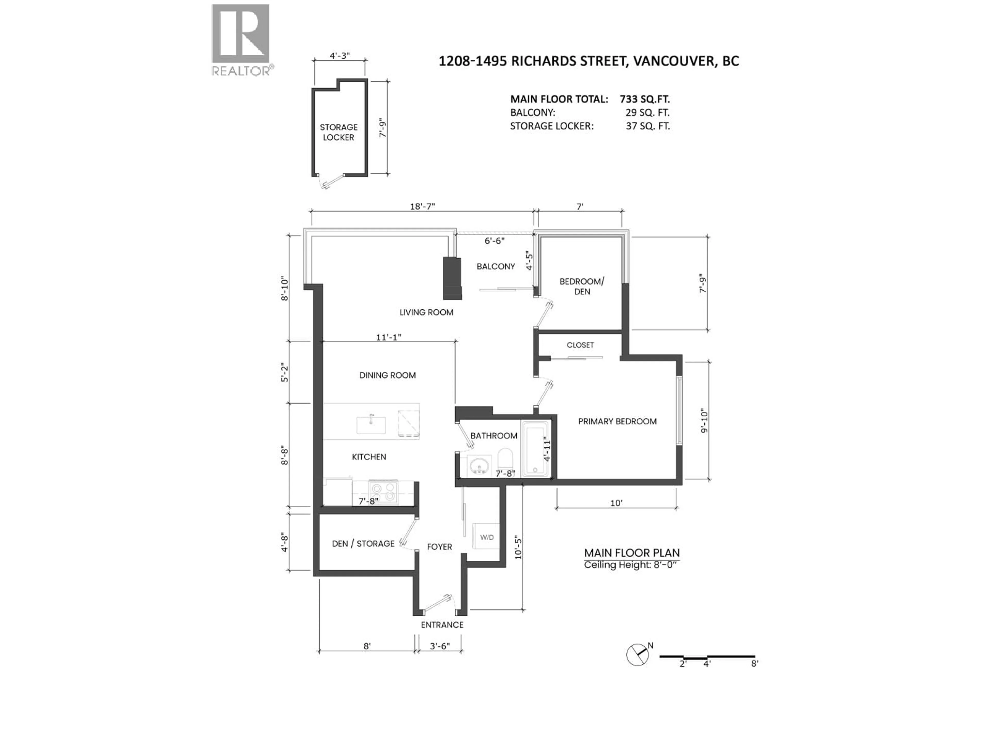 Floor plan for 1208 - 1495 RICHARDS STREET, Vancouver British Columbia V6Z3E3