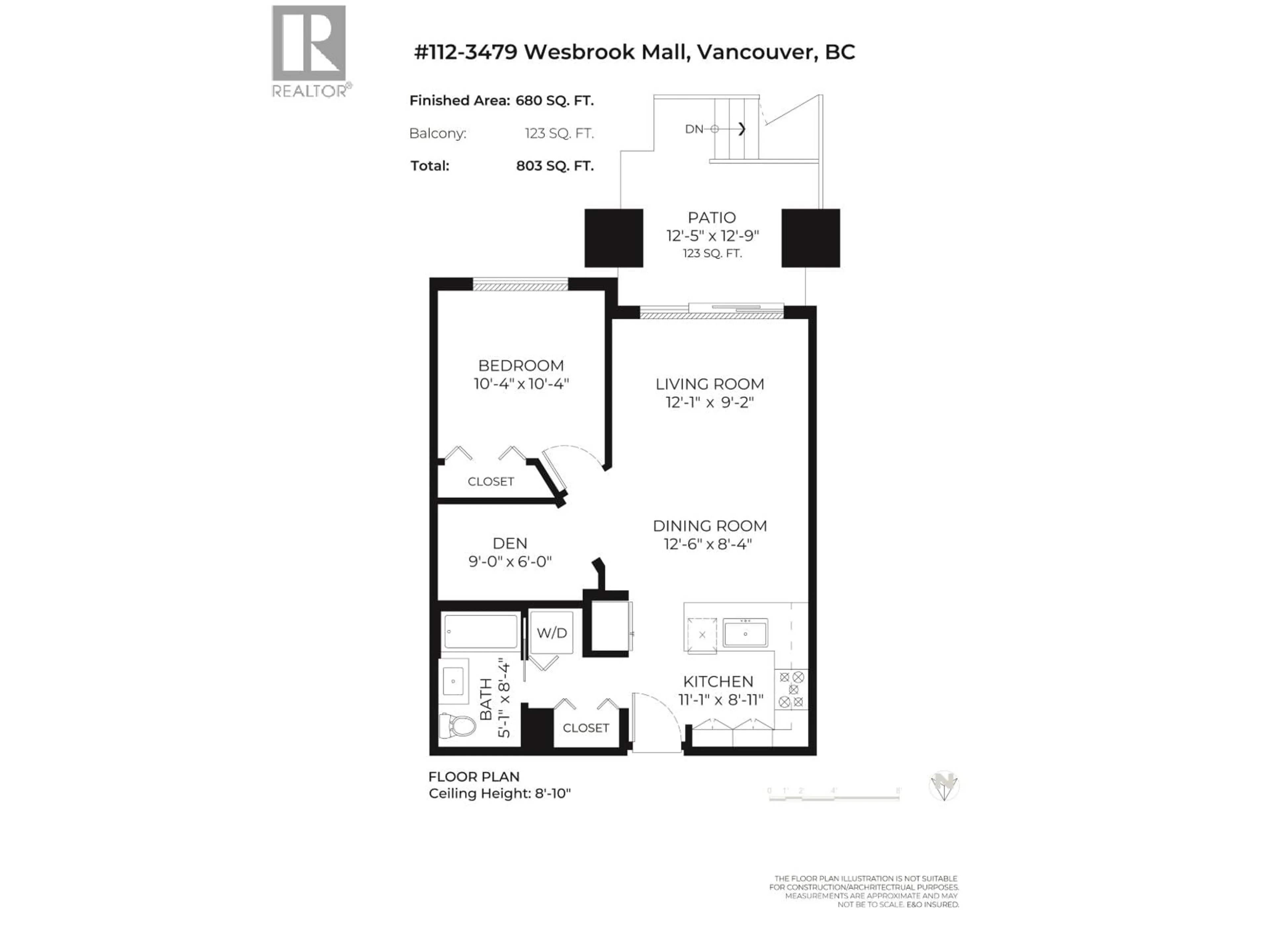 Floor plan for 112 - 3479 WESBROOK MALL, Vancouver British Columbia V6S0B7