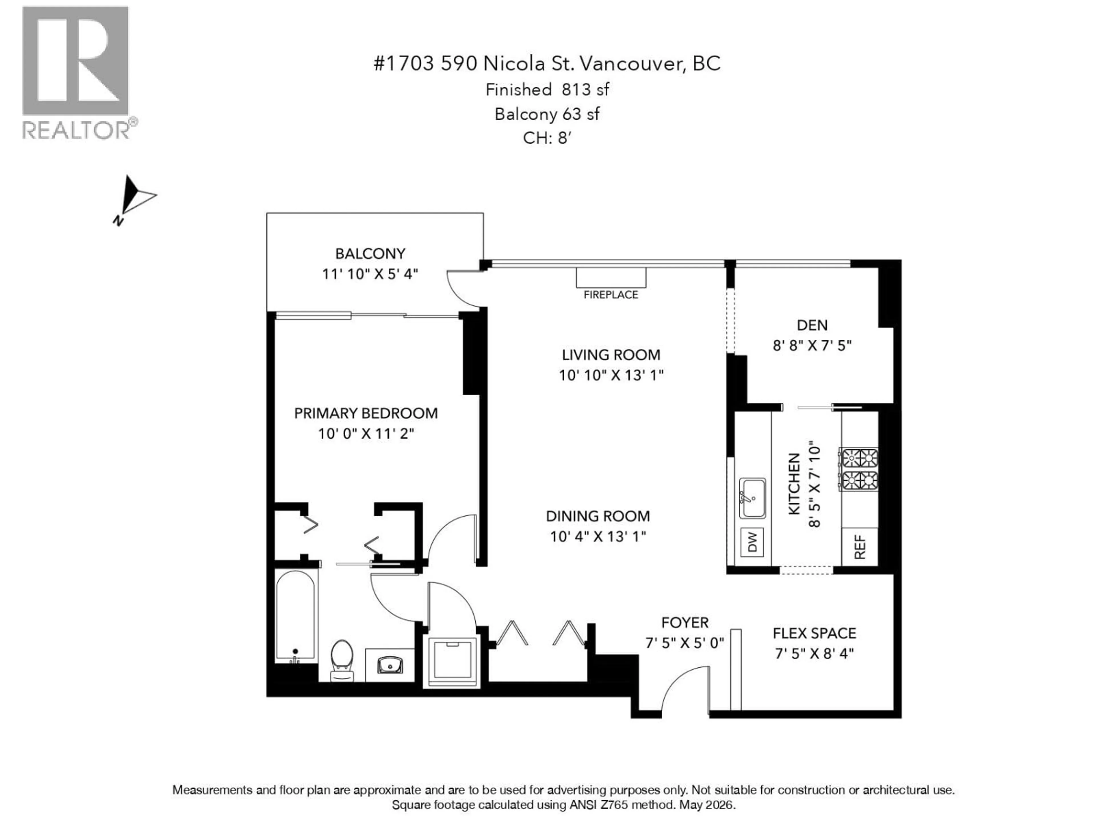 Floor plan for 1703 - 590 NICOLA STREET, Vancouver British Columbia V6G3J8