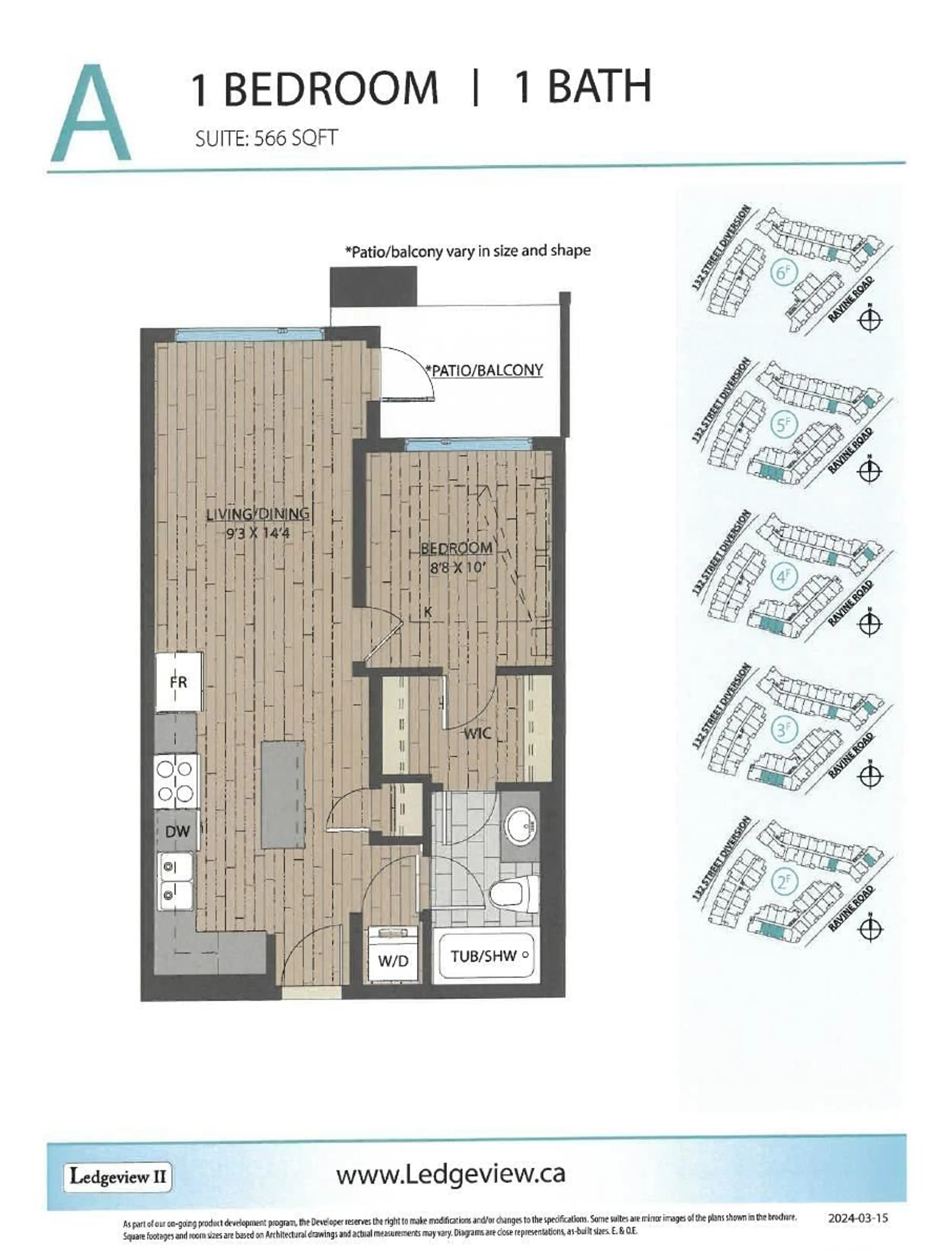 Floor plan for 524 - 11063 RAVINE ROAD, Surrey British Columbia V0V0V0