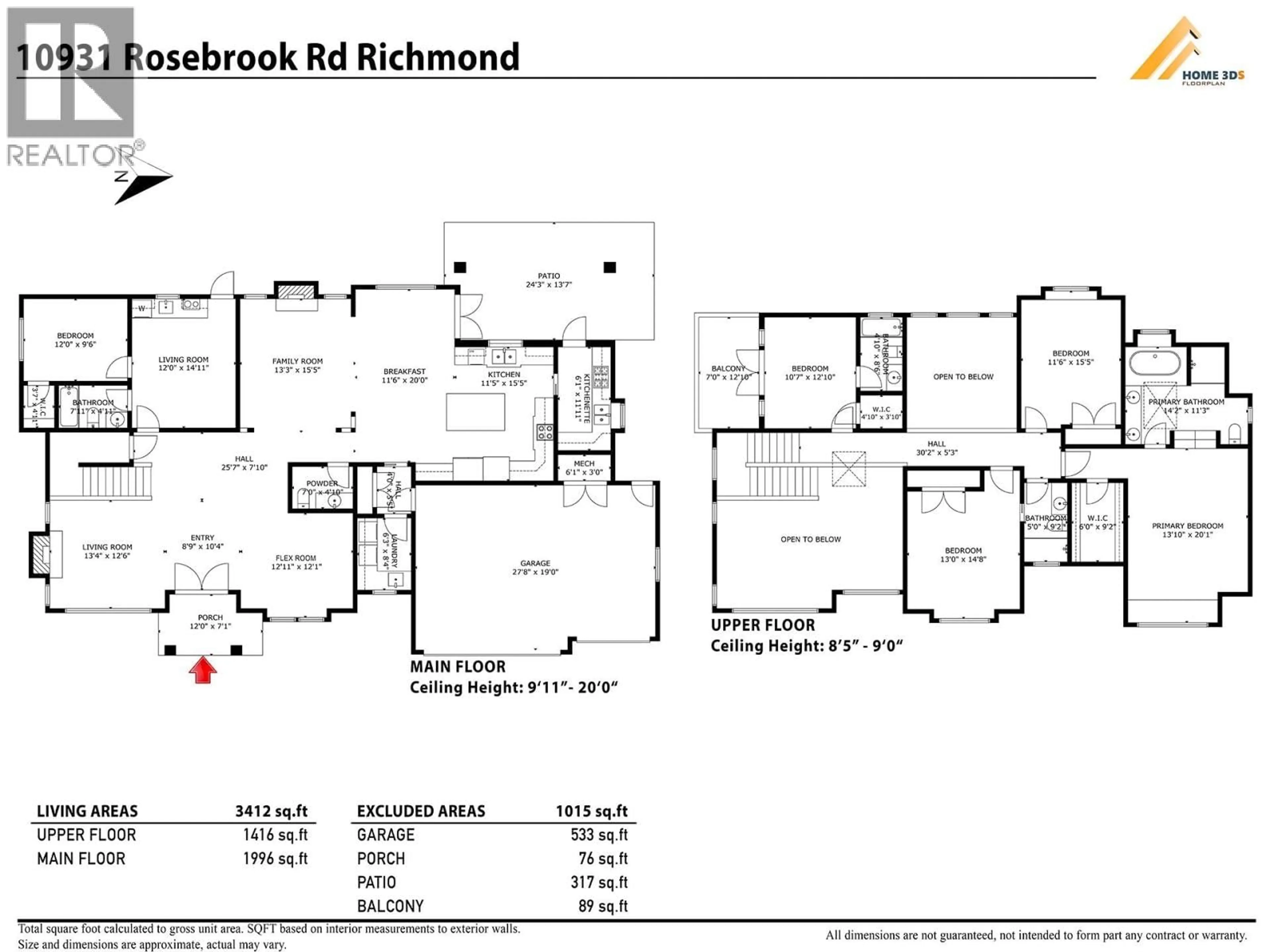 Floor plan for 10931 ROSEBROOK ROAD, Richmond British Columbia V7A2R8