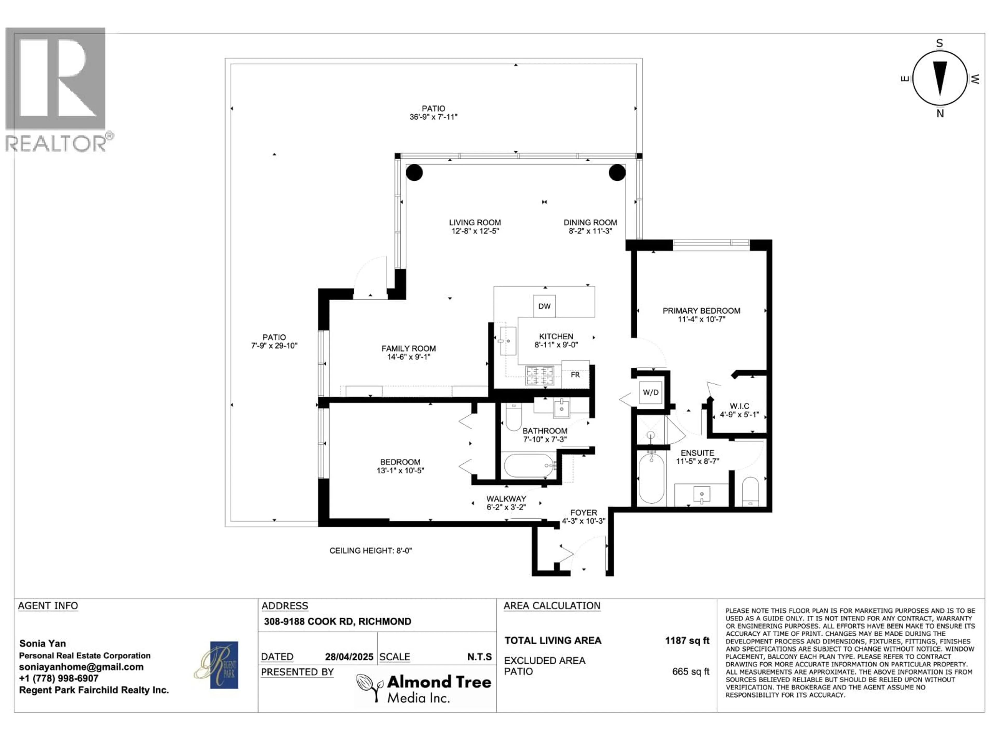 Floor plan for 308 - 9188 COOK ROAD, Richmond British Columbia V6Y4M1
