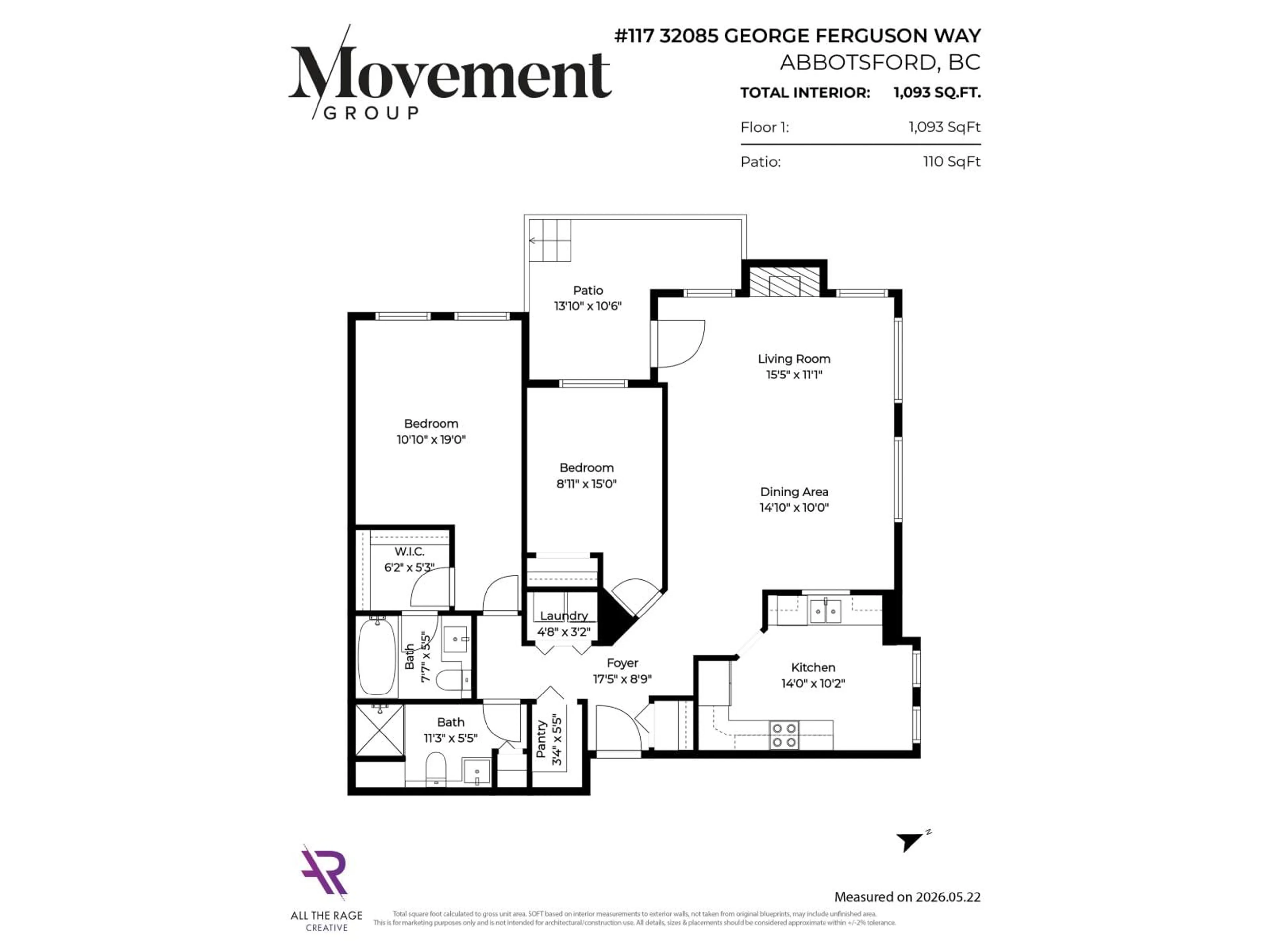 Floor plan for 117 - 32085 GEORGE FERGUSON WAY, Abbotsford British Columbia V2T2K7