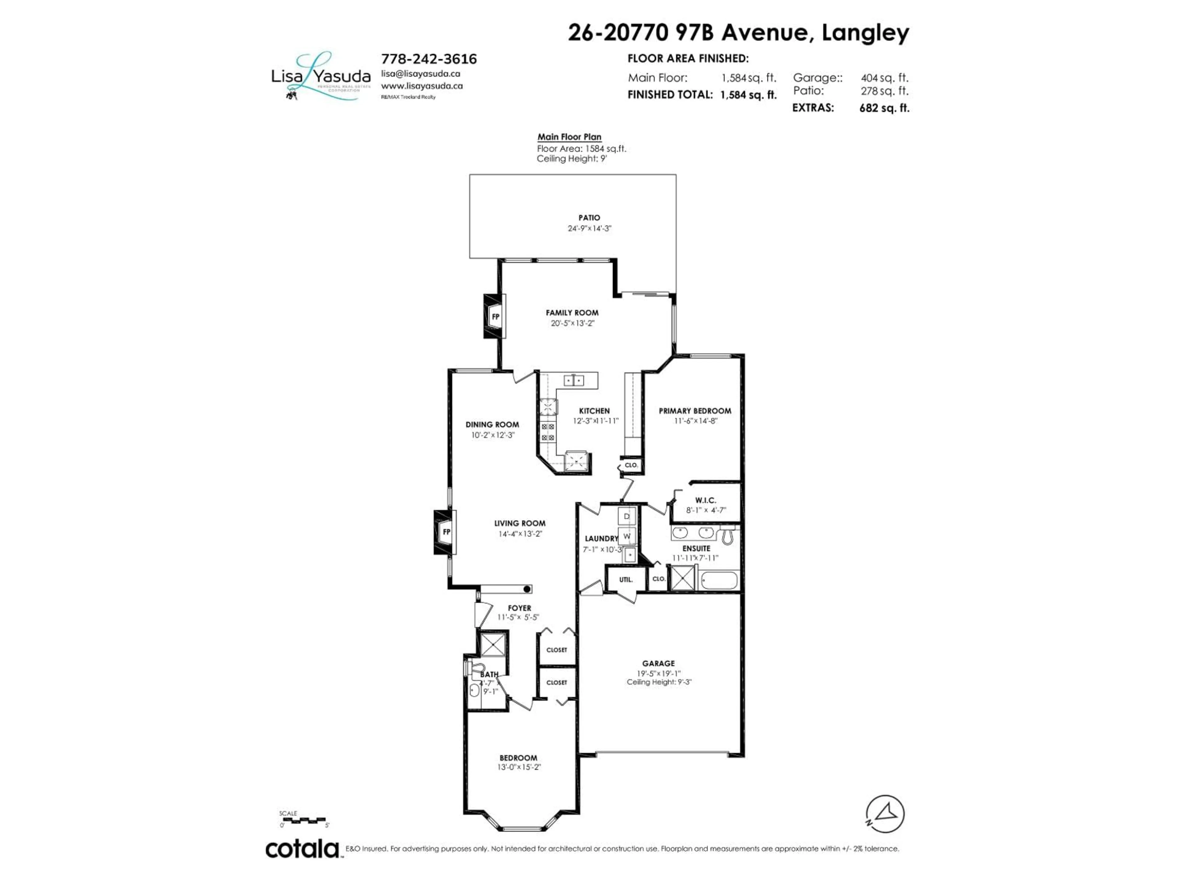 Floor plan for 26 - 20770 97B STREET, Langley British Columbia V1M3X9