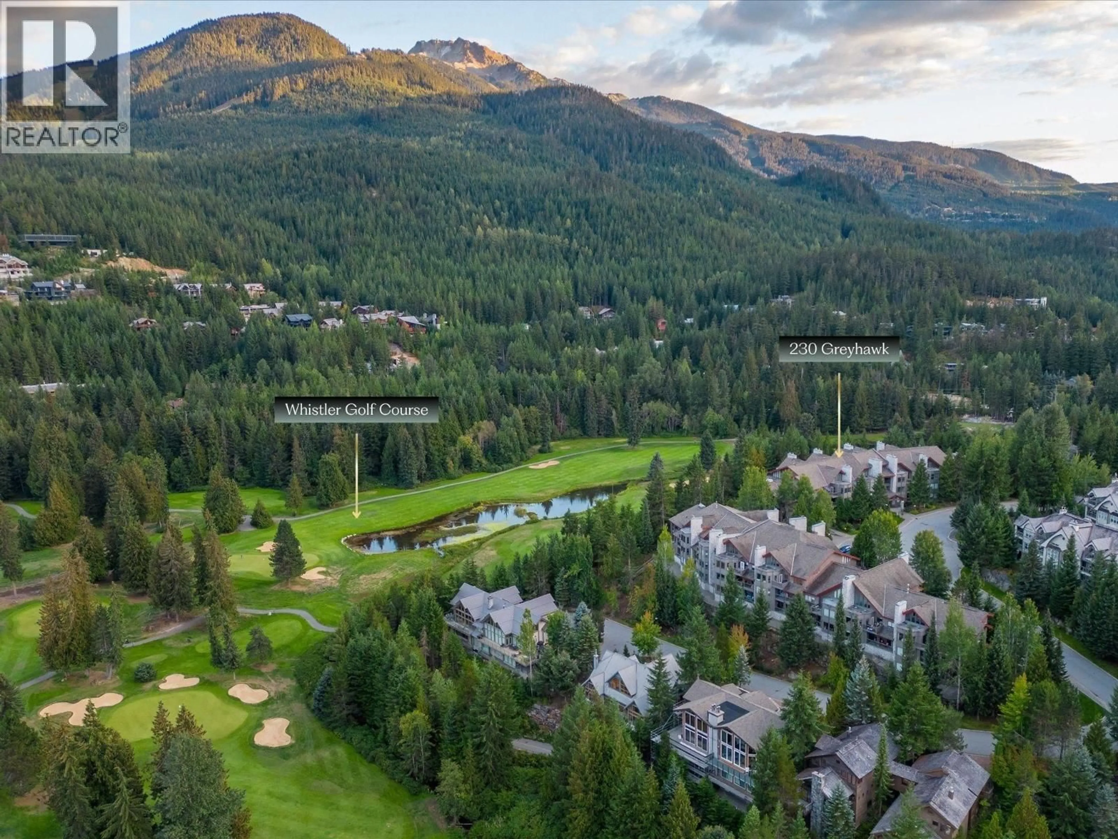 A pic from outside/outdoor area/front of a property/back of a property/a pic from drone, mountain view for 230 - 3309 PTARMIGAN PLACE, Whistler British Columbia V8E0V6